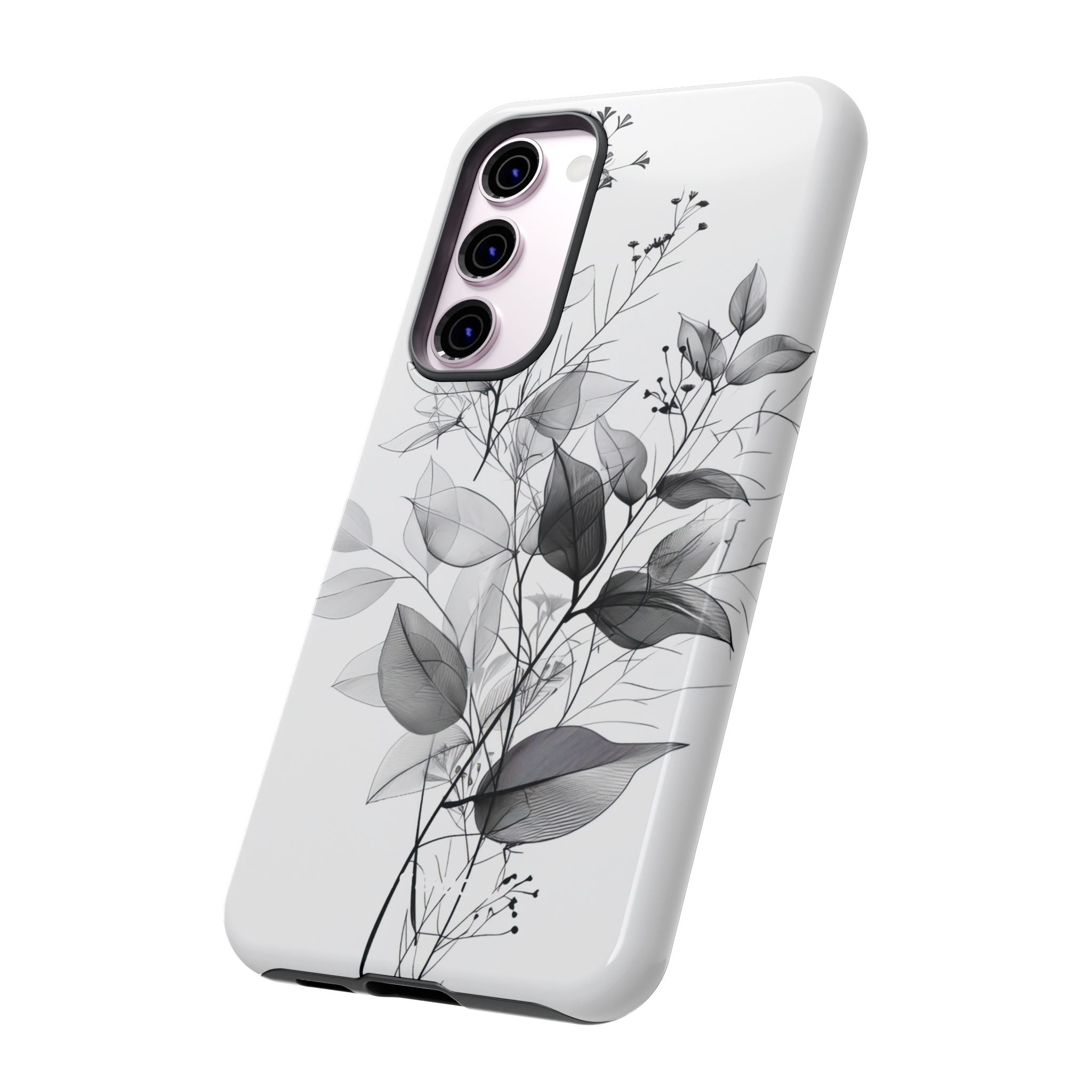 Veined Leaves Gray Samsung S23 Plus Case - Tough