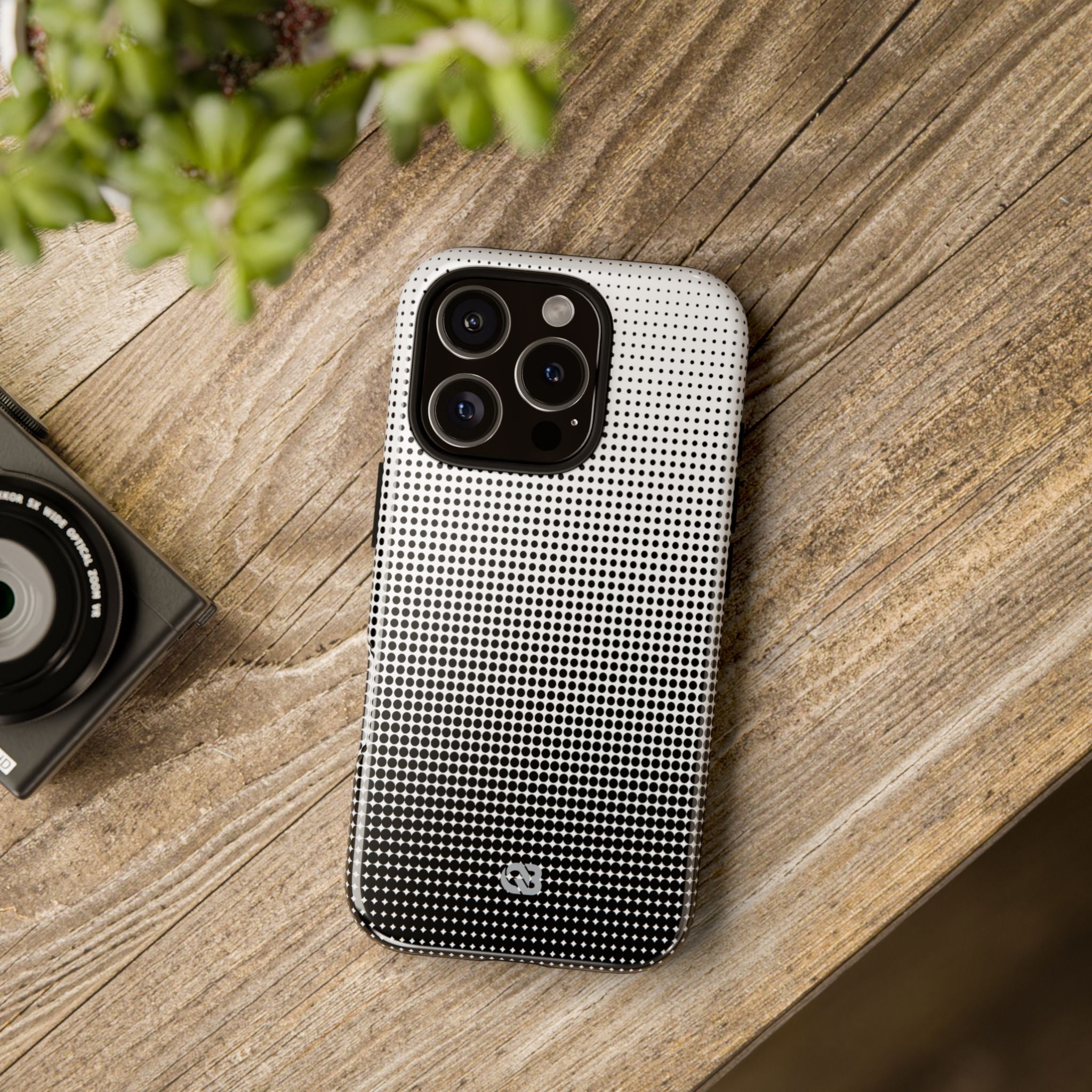 Black Tough Phone Case for iPhone - Obsidian Halftone Flux