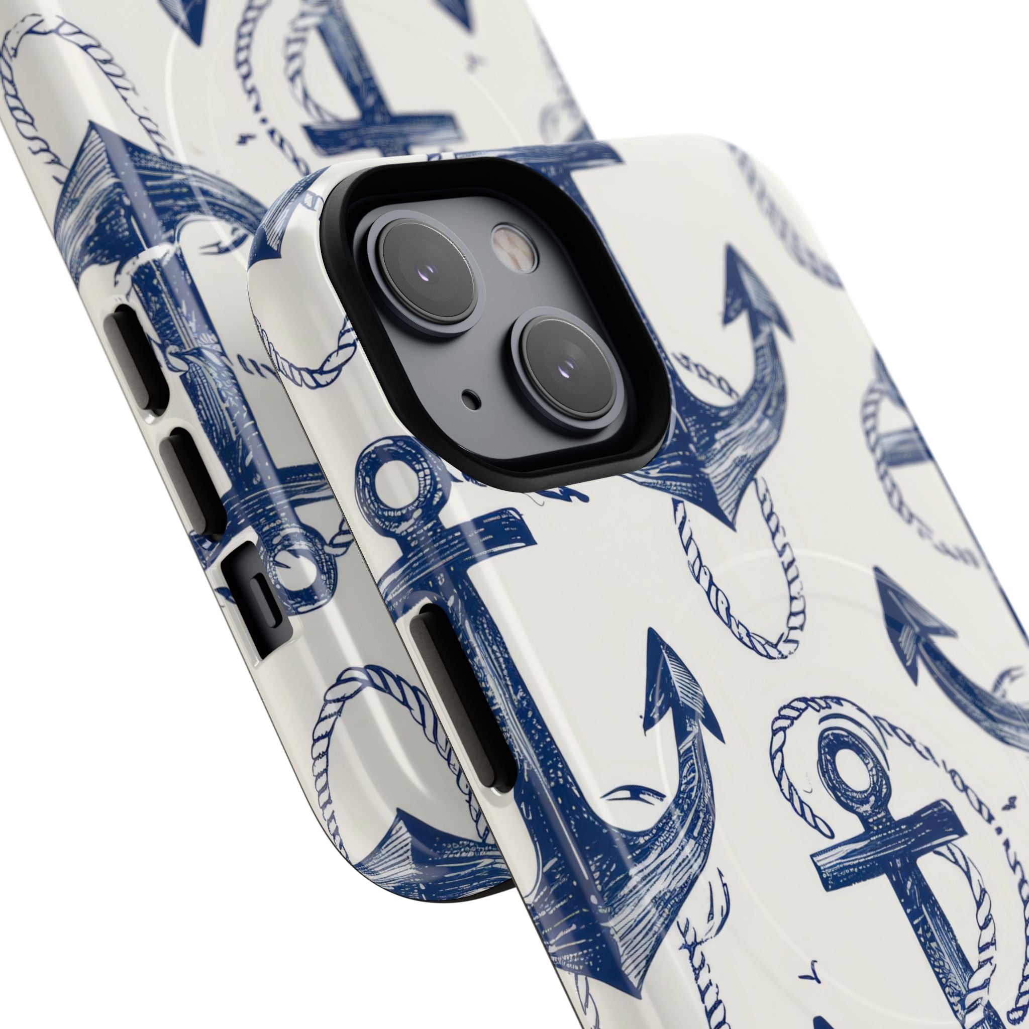 Navy Anchor Loop iPhone 14 Case - Tough+