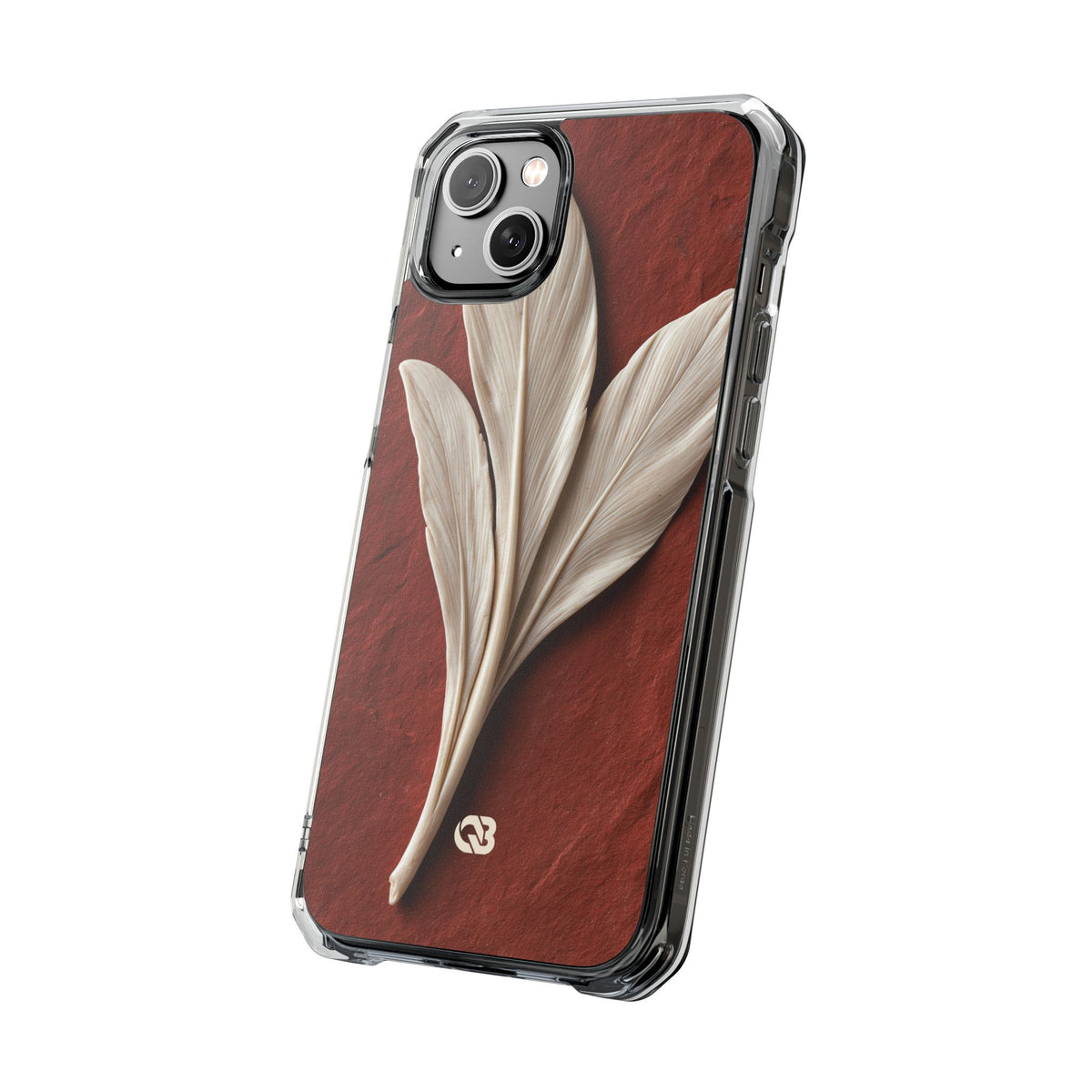 Carved Ivory Plume · Clear Impact Magnetic Phone Case for iPhone · Red