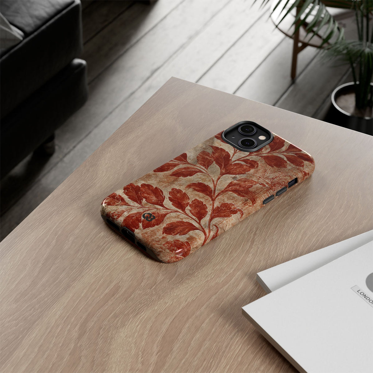 Terracotta Botanical Fresco · Tough Phone Case for iPhone · Red