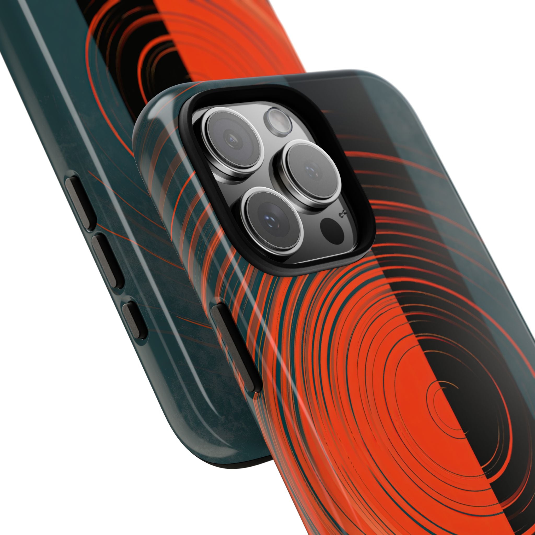 Teal Tough Phone Case for iPhone - Burnt Slate Radial