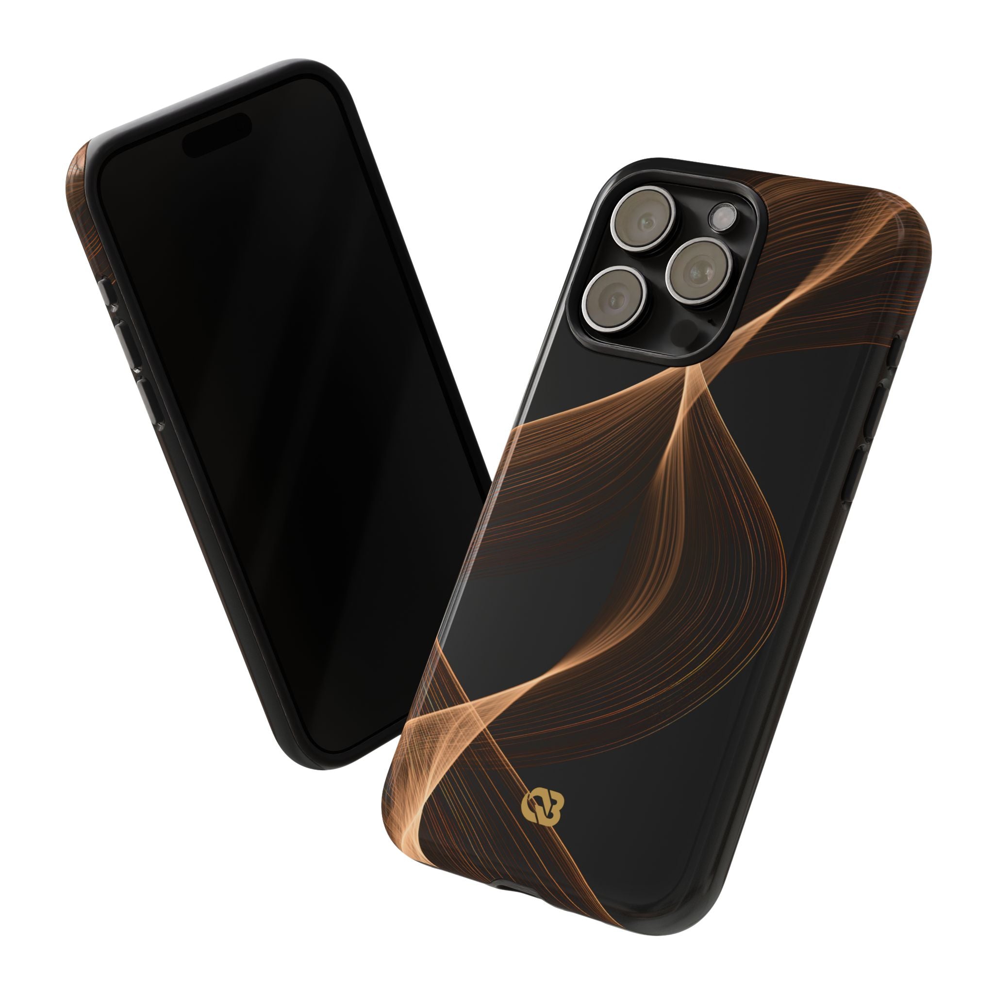 Brown Tough Phone Case for iPhone - Copper Silk Wave