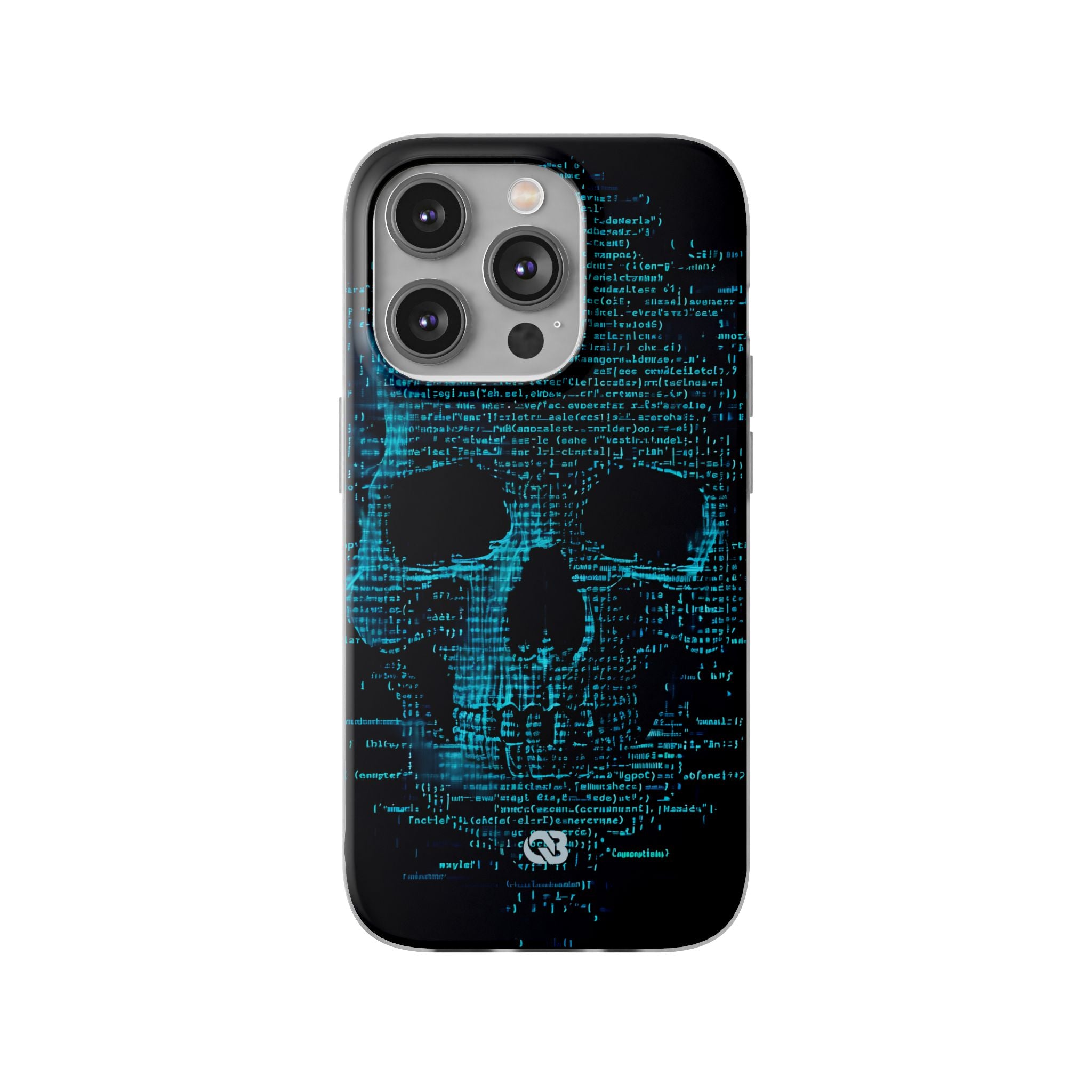 Cyan Glitch Skull · Soft Phone Case for iPhone