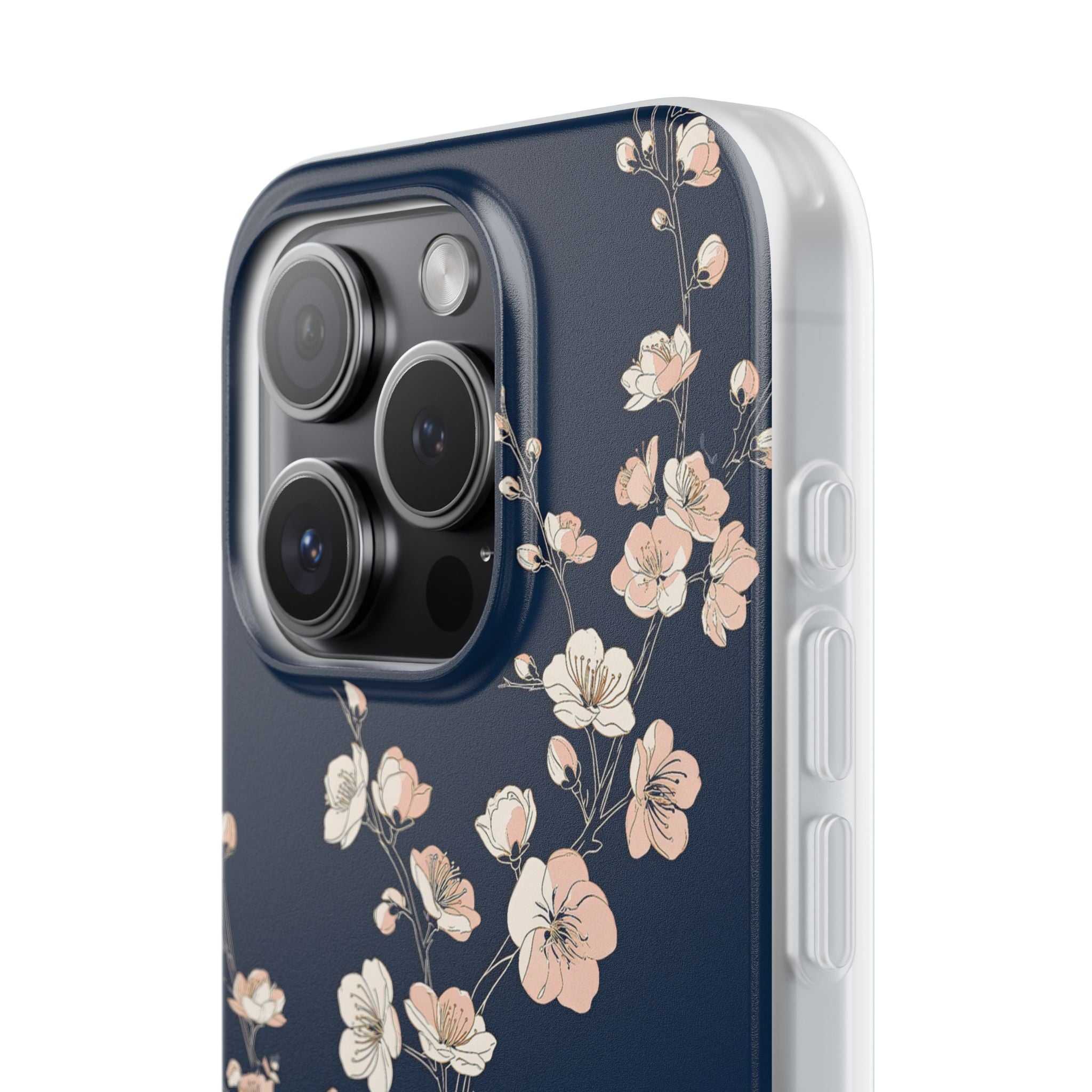 Blue Lite Phone Case for iPhone - Midnight Peach Sakura
