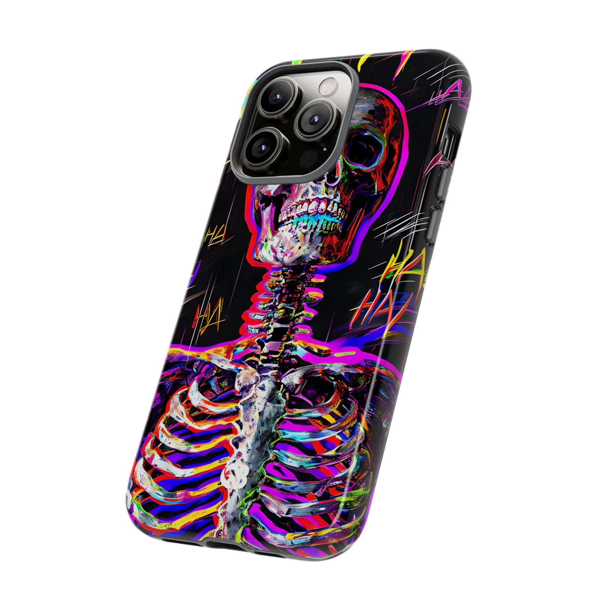 Neon Glitch Skeleton · Tough Handyhülle für iPhone
