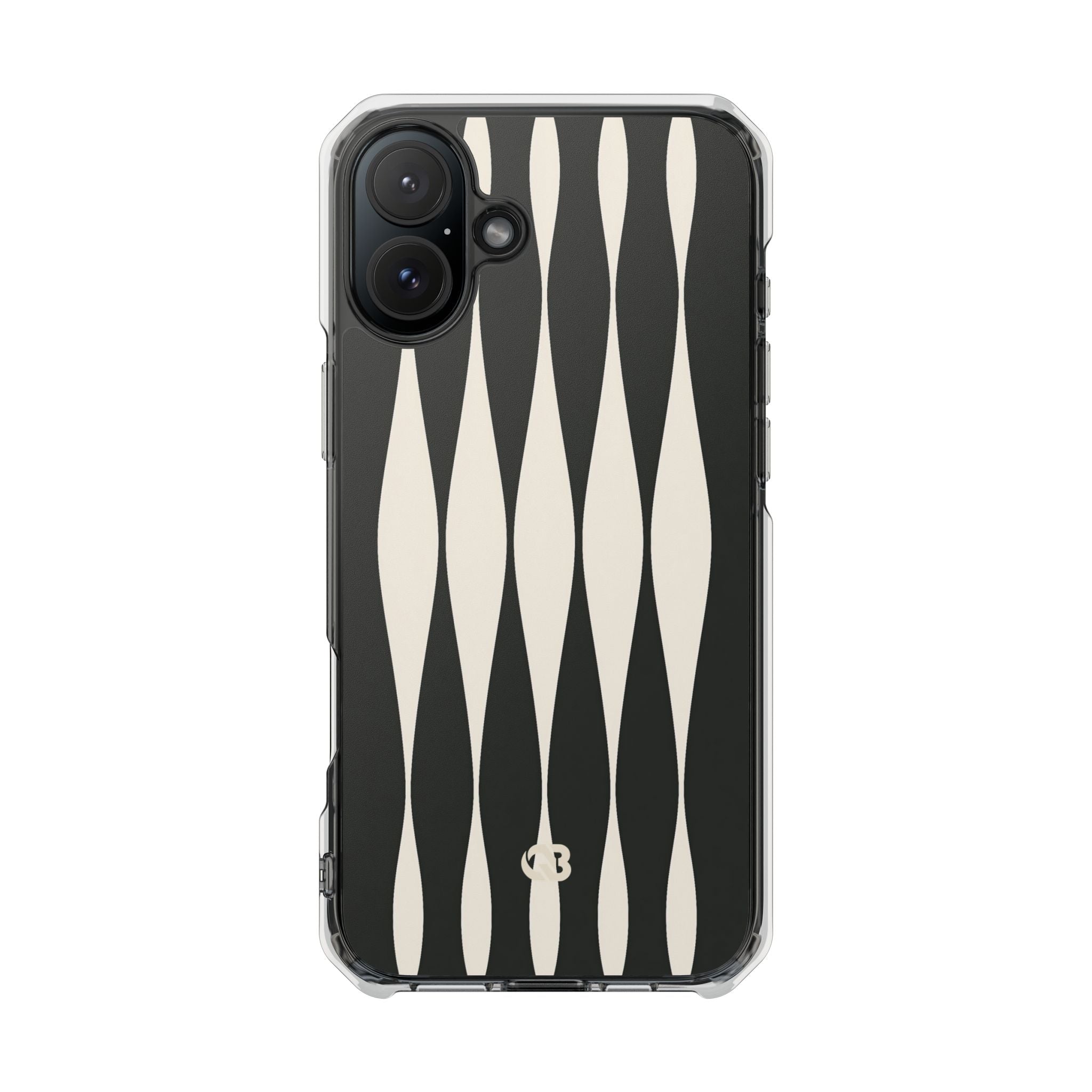 Black Impact MagSafe Phone Case for iPhone - Ivory Spindle Grid