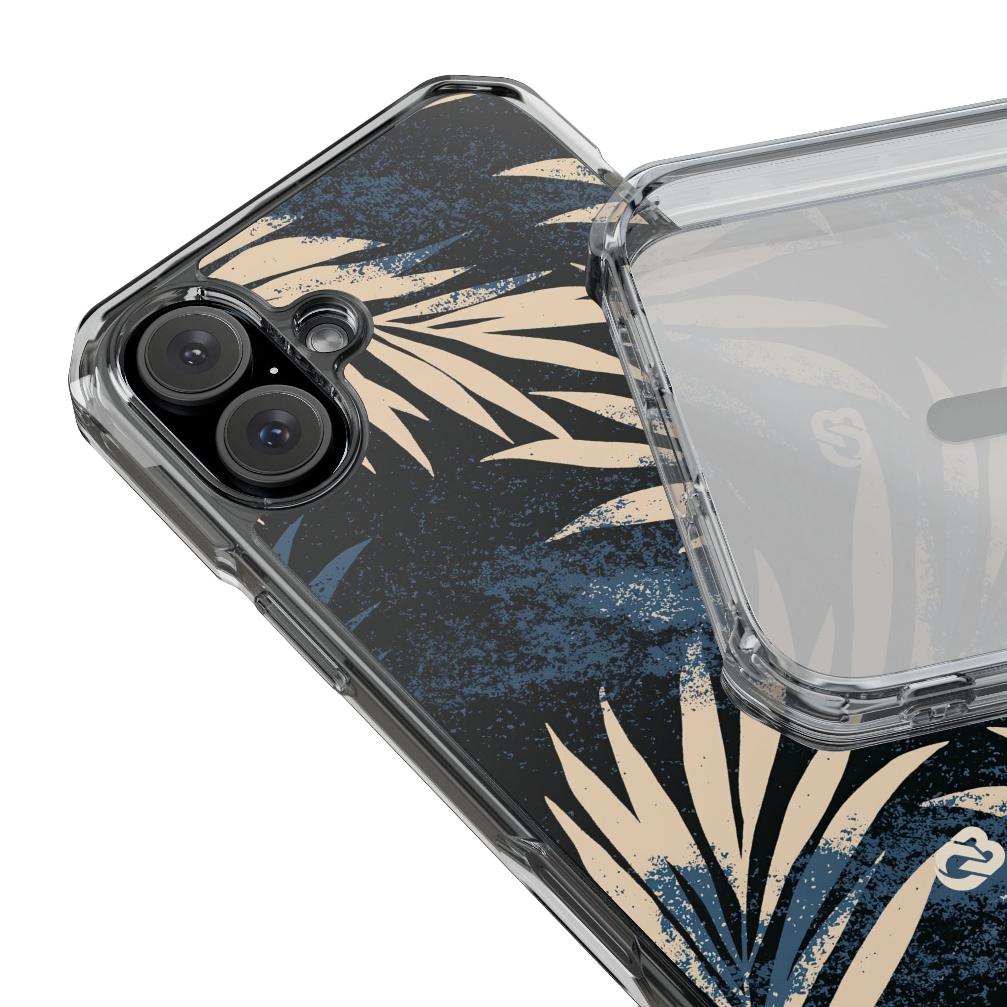 Blue Impact MagSafe Phone Case for iPhone - Midnight Indigo Palm