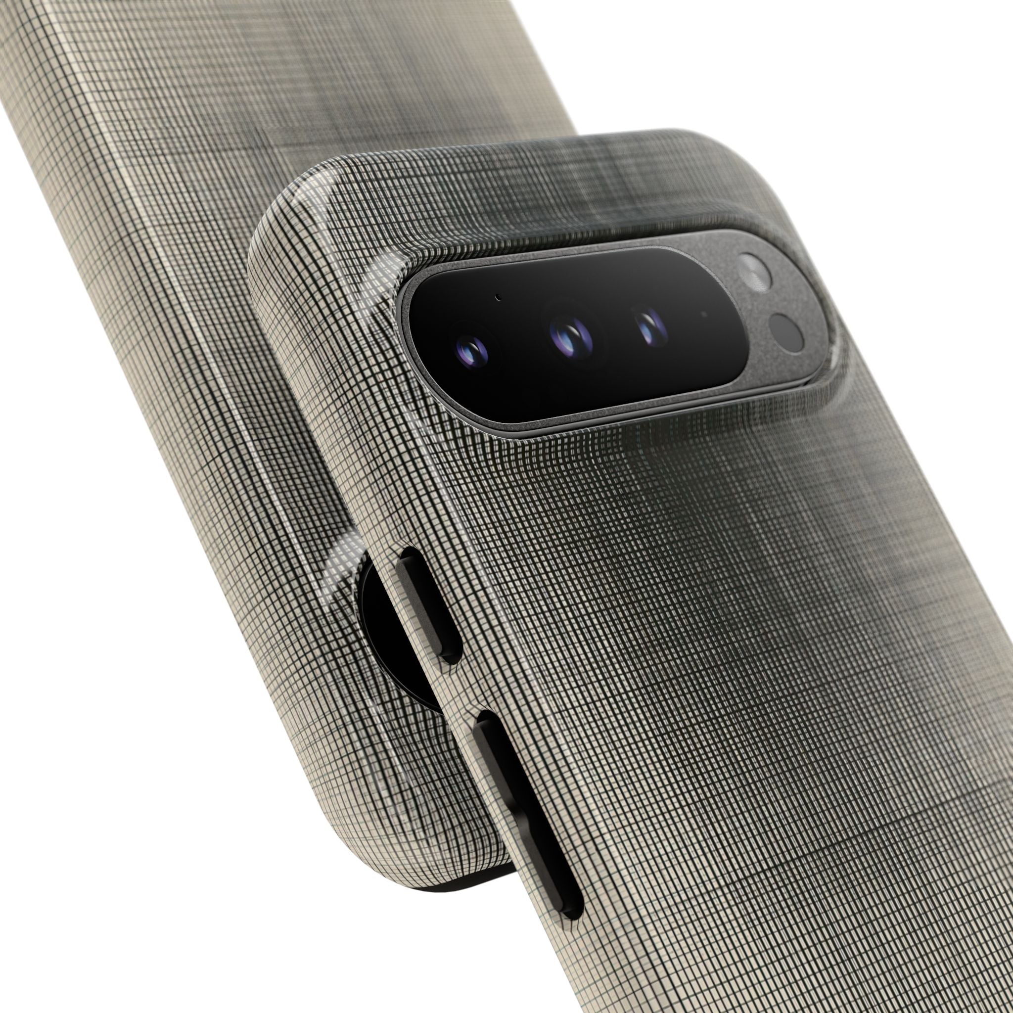 Beige Tough Phone Case for Google Pixel - Carbon Screen Grid
