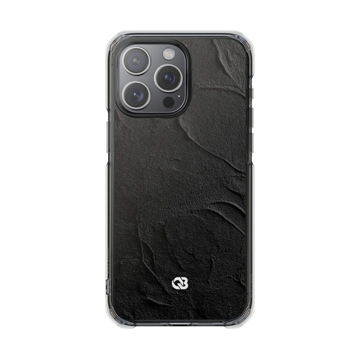 Obsidian Stucco Relief · Clear Impact Magnetic Phone Case for iPhone · Black