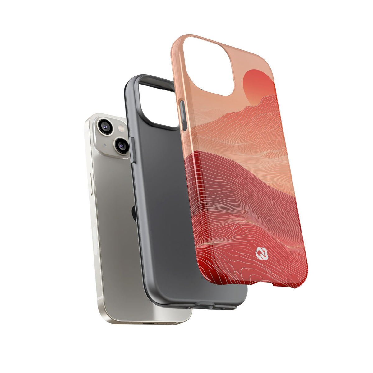 Red Tough Phone Case for iPhone - Crimson Ridge Lines