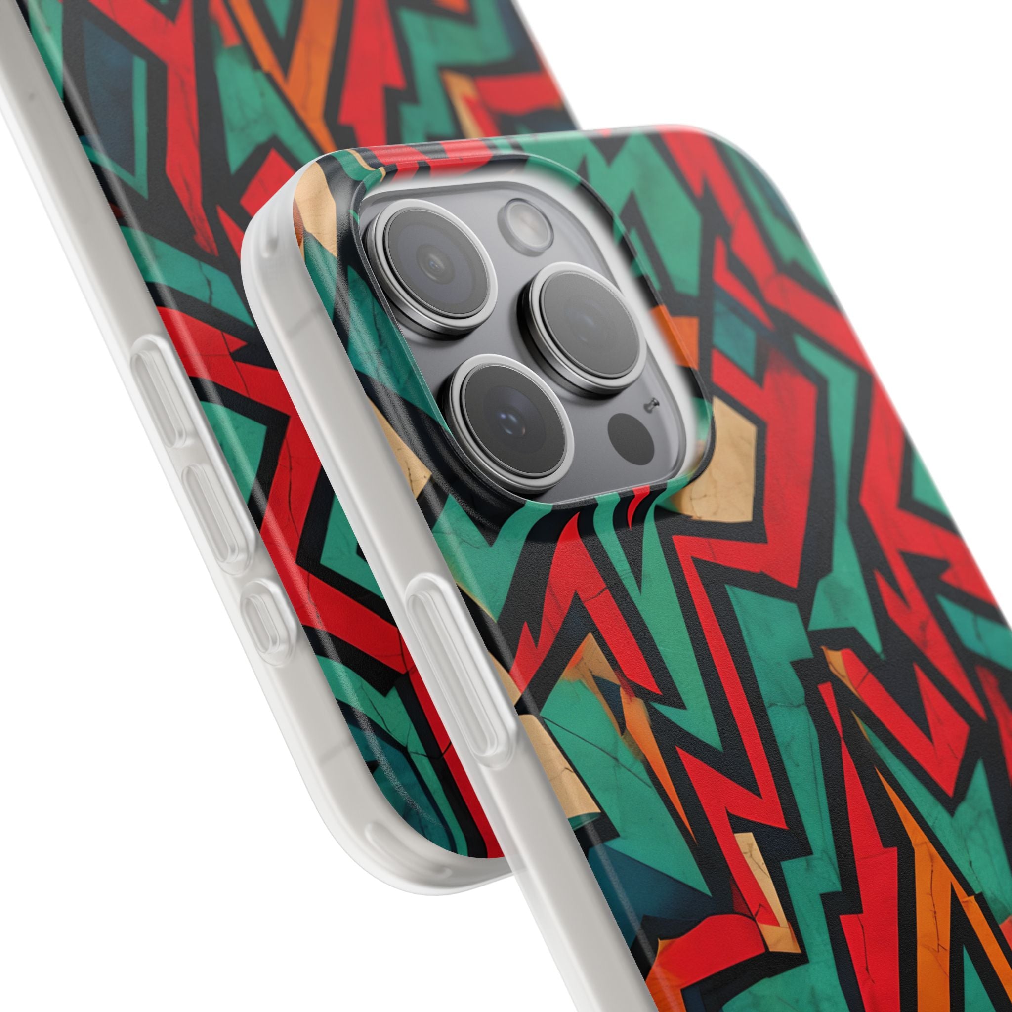 Jagged Teal Static · Soft Phone Case for iPhone