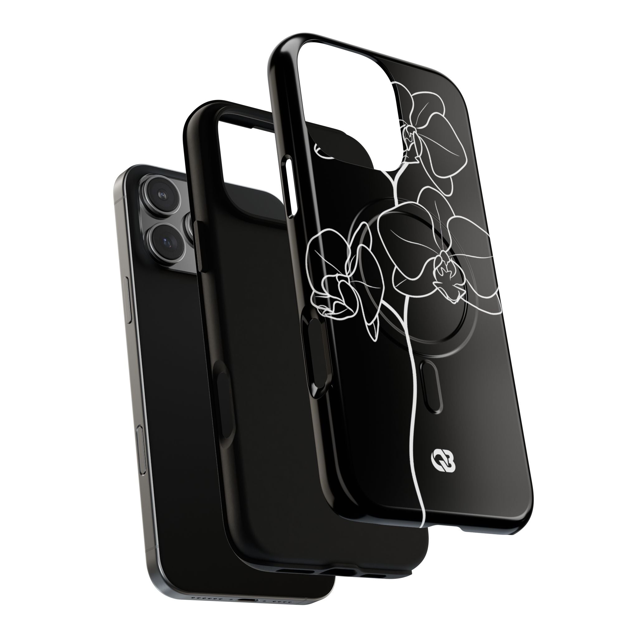 Black Tough 2.0 Magsafe Phone Case for iPhone - Noir Alabaster Orchid