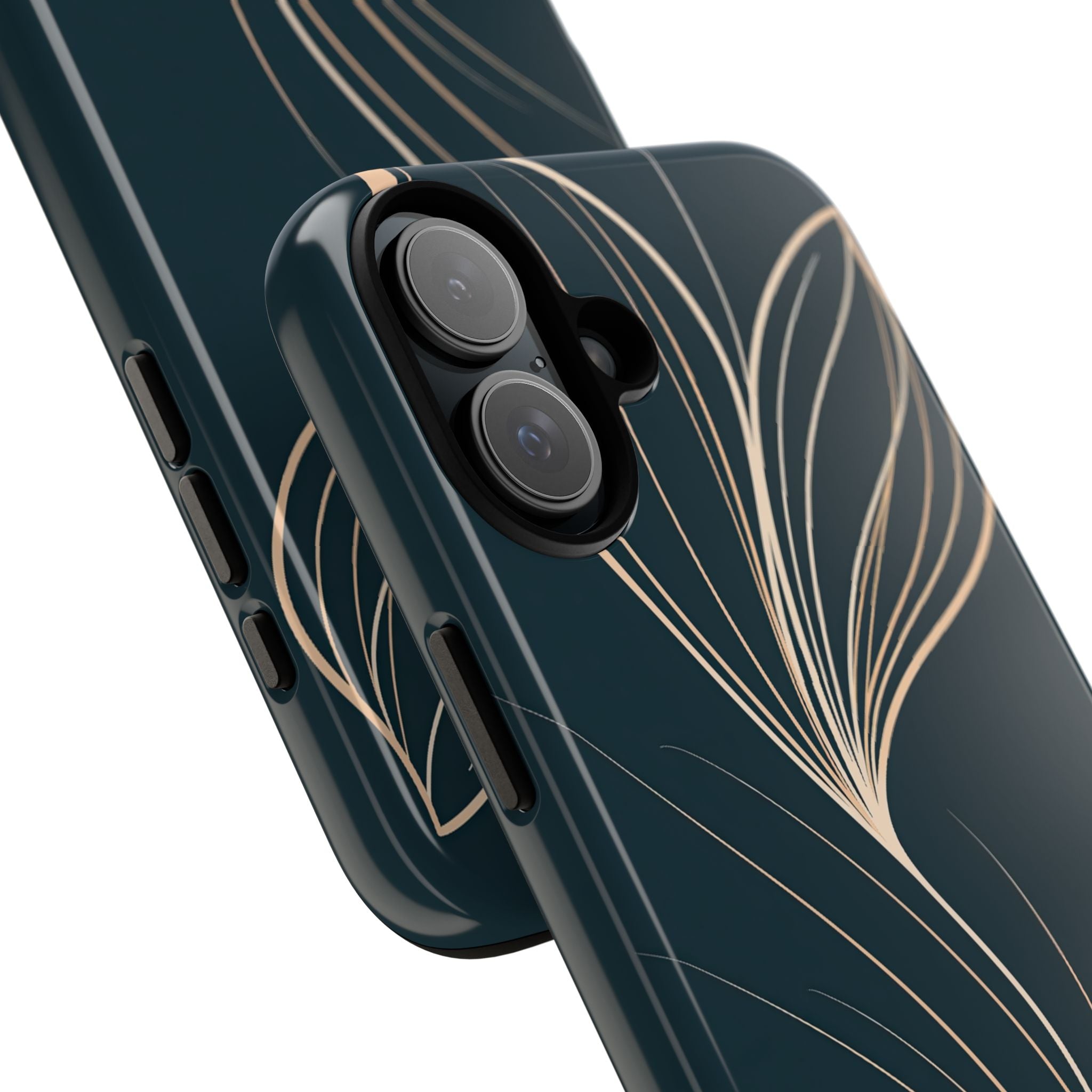 Teal Tough Phone Case for iPhone - Sandstone Silk Flora