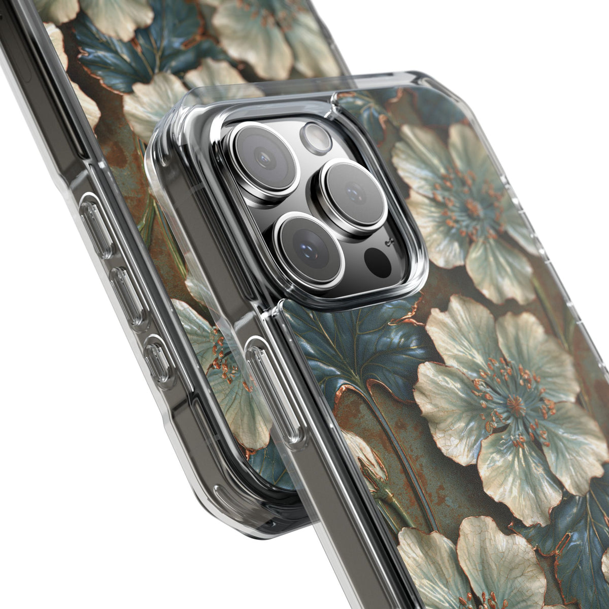 Gilded Blossom Reverie · Clear Impact Magnetic Phone Case for iPhone · Teal