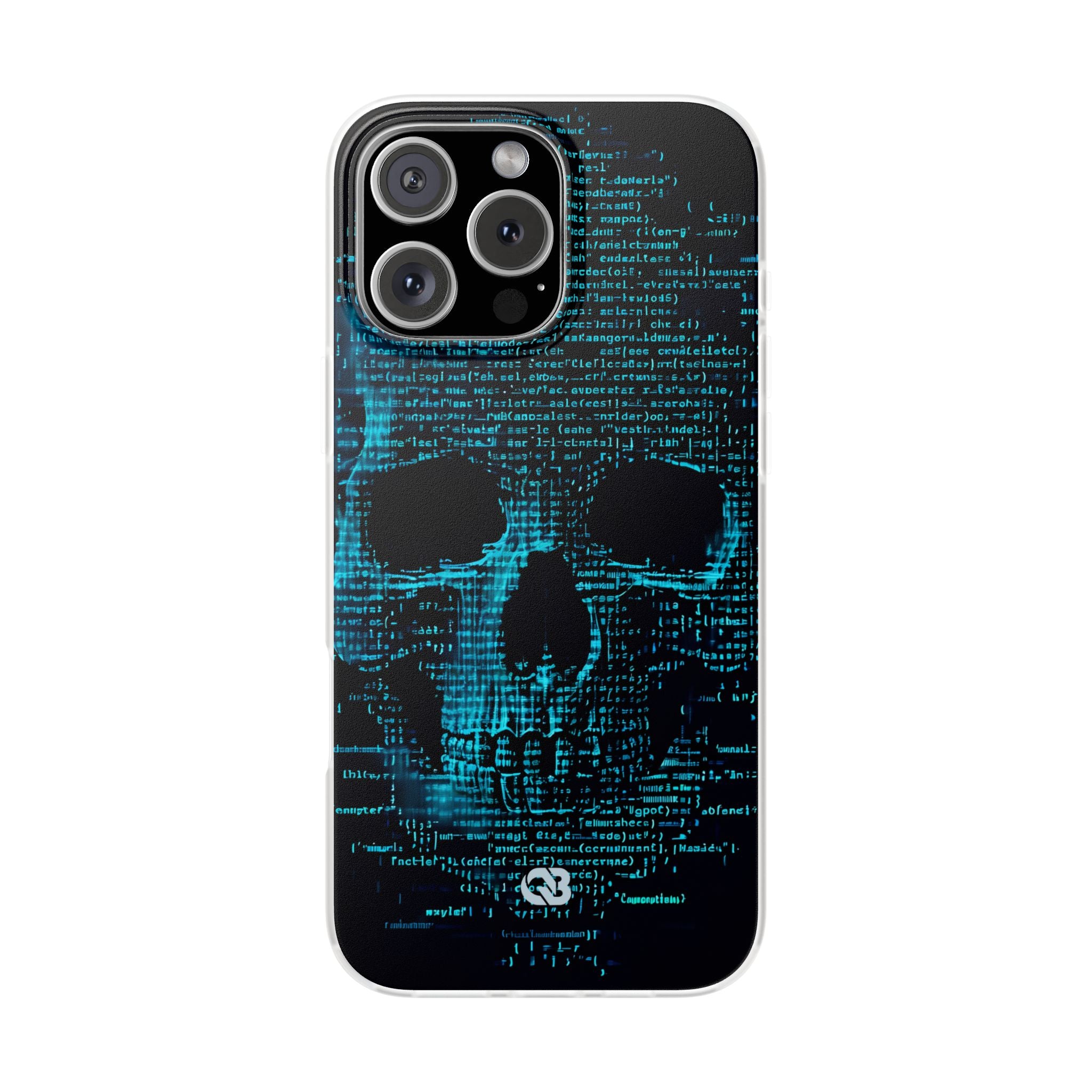 Cyan Glitch Skull · Soft Phone Case for iPhone