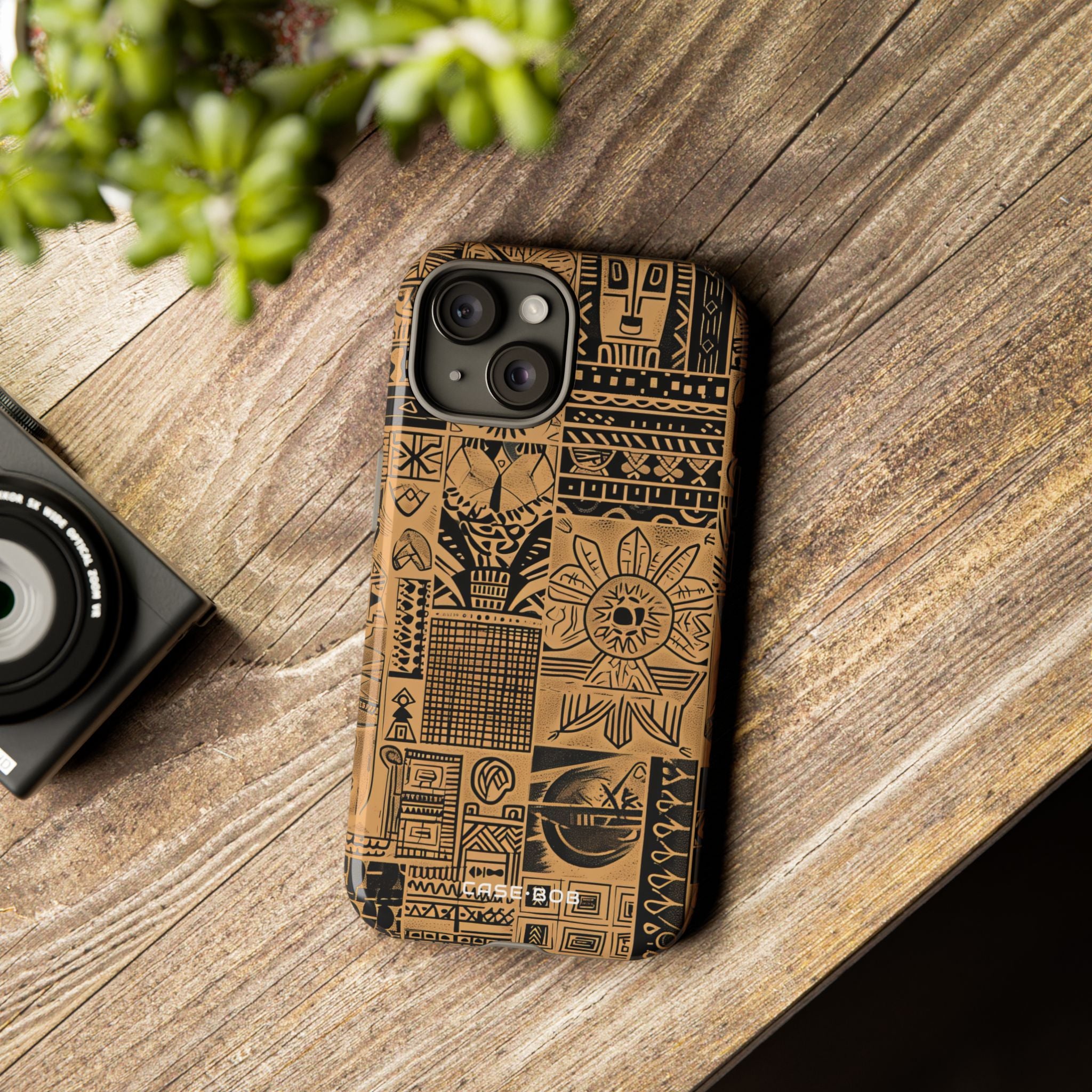 Tribal Faces iPhone 15 Cover - Tough