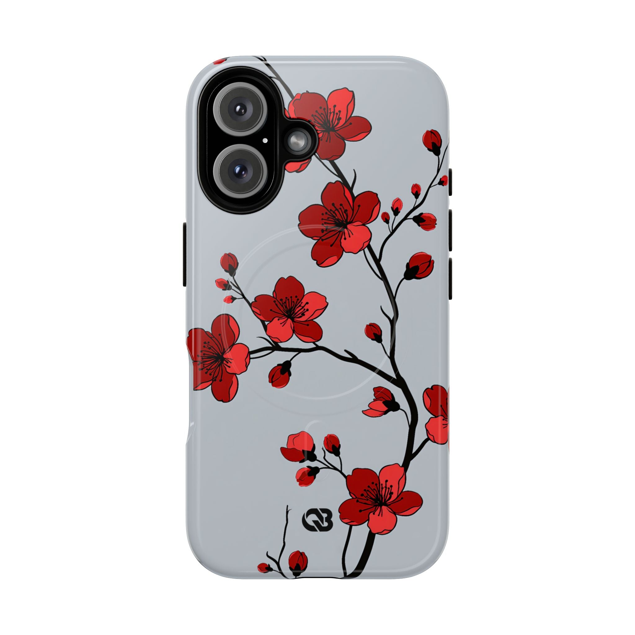 Grey Tough 2.0 Magsafe Phone Case for iPhone - Crimson Blossom Onyx