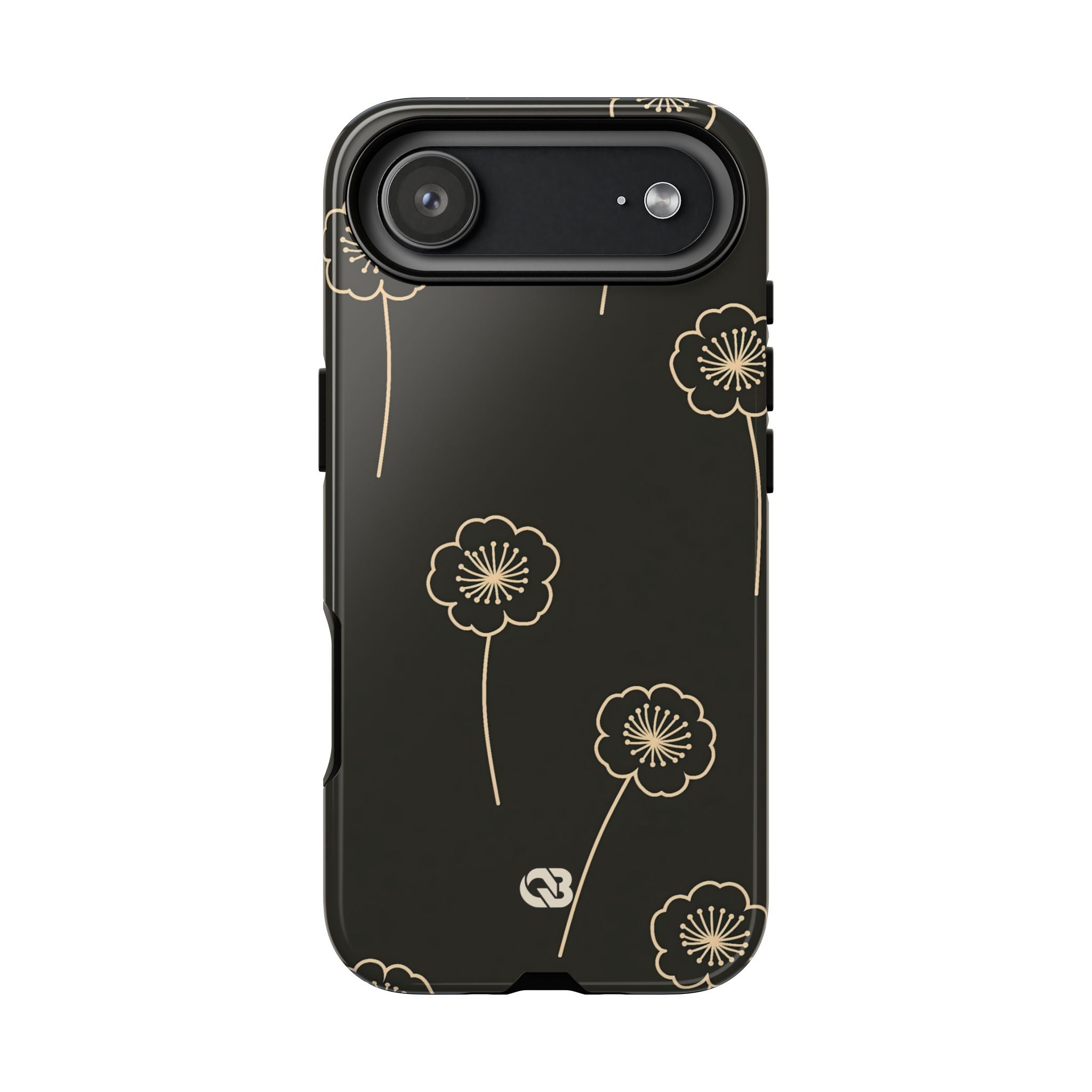 Black Tough Phone Case for iPhone - Obsidian Sand Petals