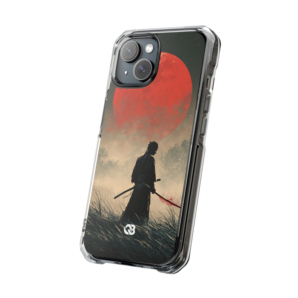 Crimson Moon Ronin · Clear Impact Magnetic Phone Case for iPhone · Red
