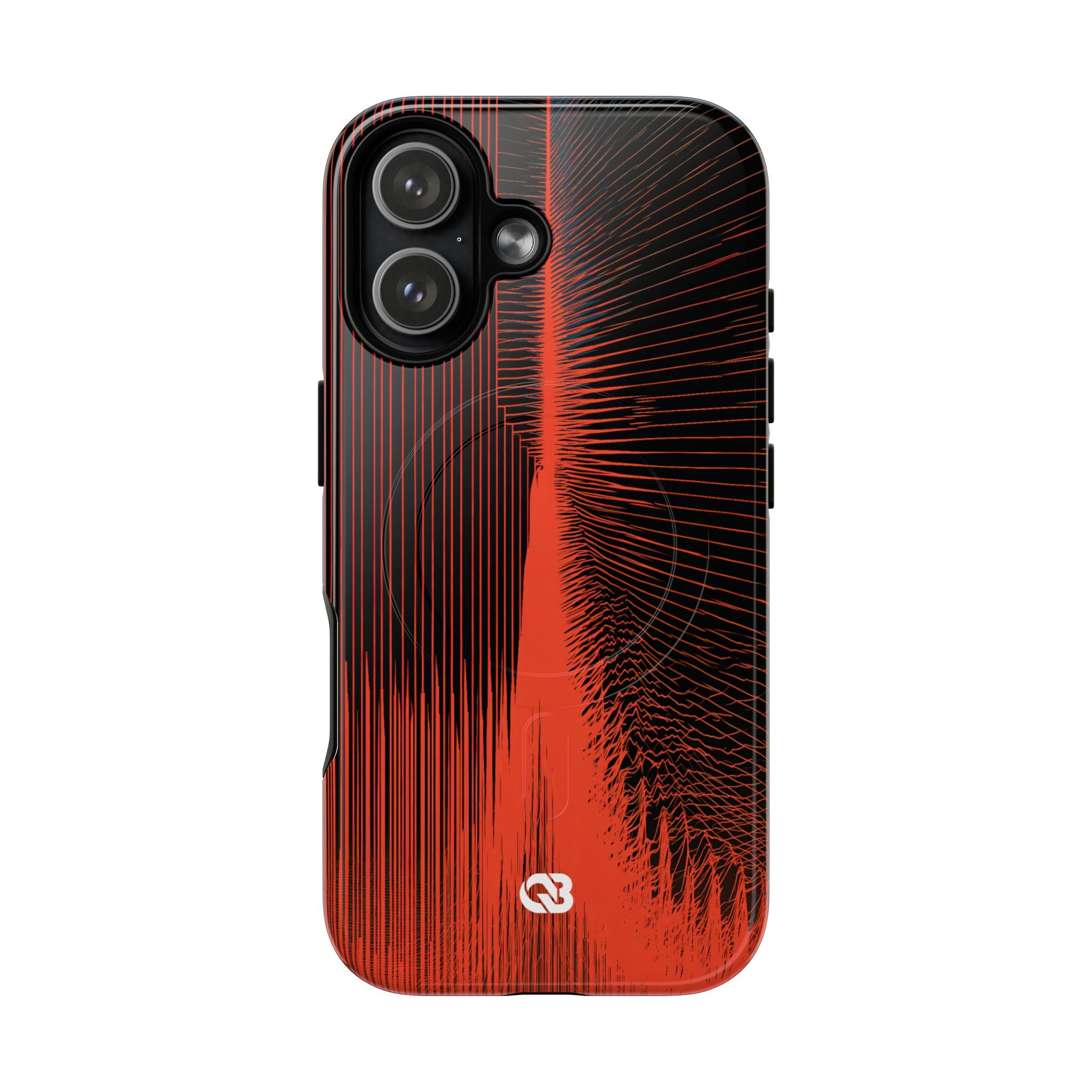 Red Tough 2.0 Magsafe Phone Case for iPhone - Crimson Frequency Pulse