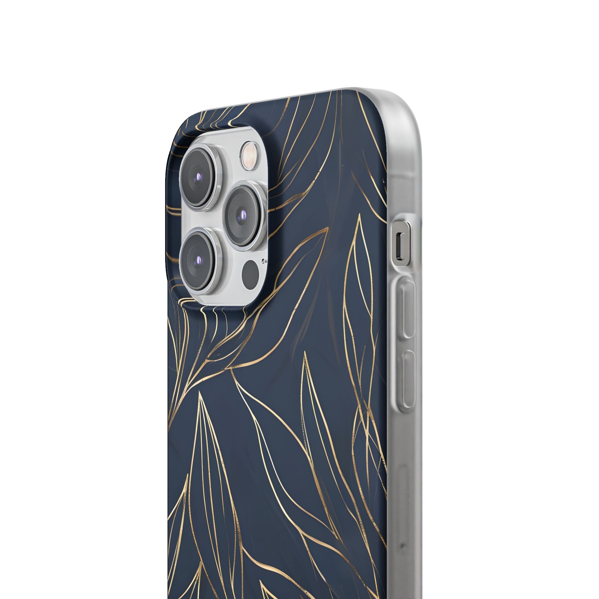 Gilded Navy Foliage · Soft Phone Case for iPhone