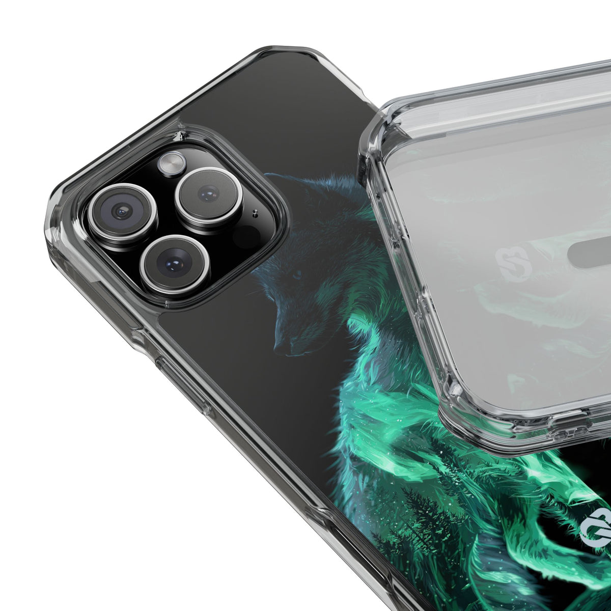 Nordic Aurora Fox · Clear Impact Magnetic Phone Case for iPhone · Teal