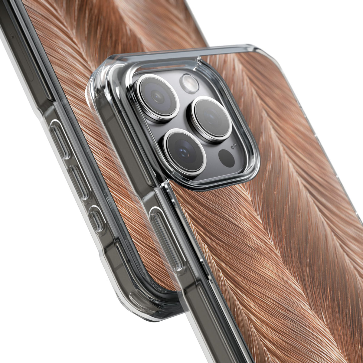 Rose Gold Weave · Clear Impact Magnetic Phone Case for iPhone · Brown