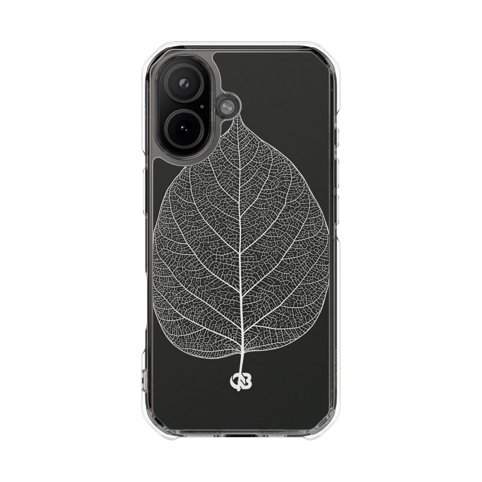 Black Impact MagSafe Phone Case for iPhone - Bleached Leaf Lattice