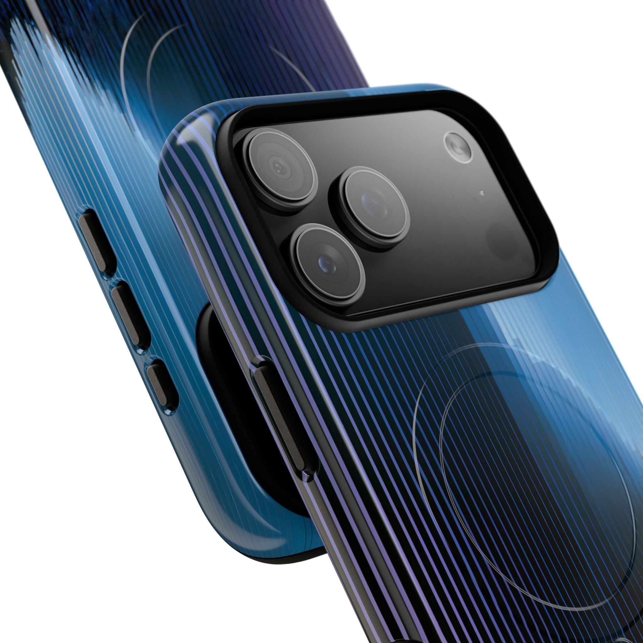 Blue Tough 2.0 Magsafe Phone Case for iPhone - Indigo Distortion Wave