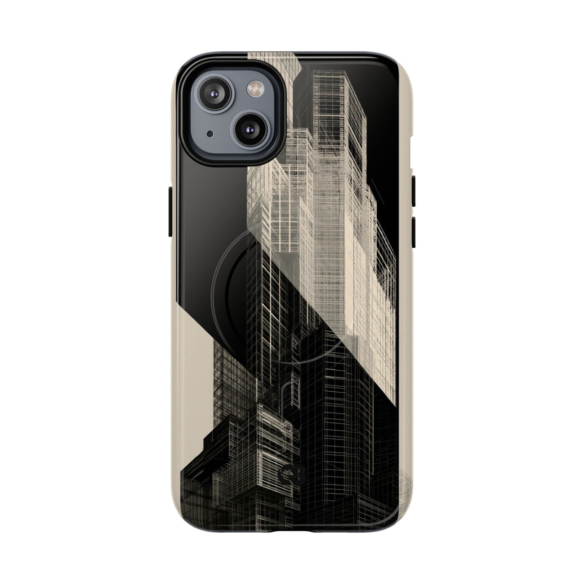 Beige Tough 2.0 Magsafe Phone Case for iPhone - Monolith Urban Grid