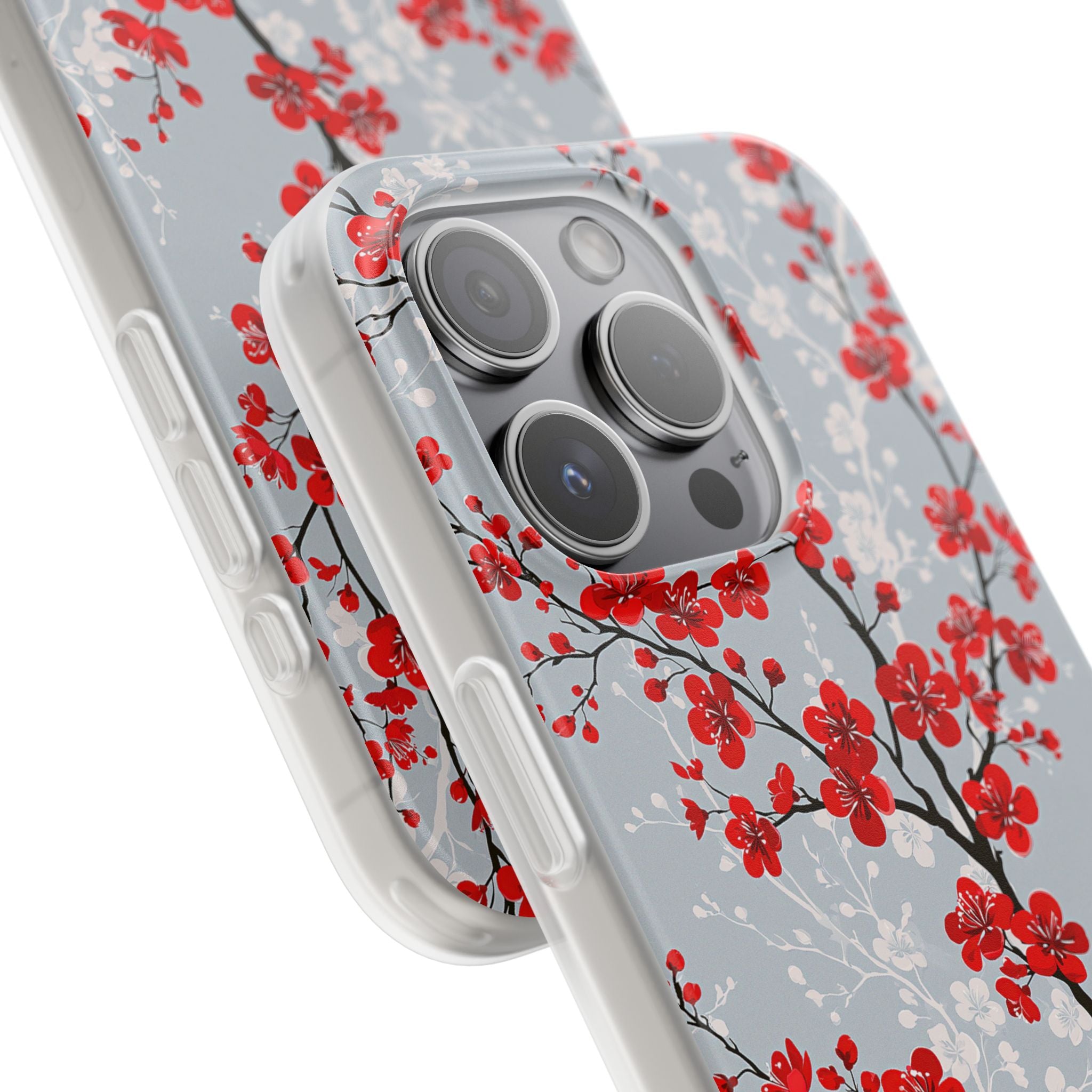 Grey Lite Phone Case for iPhone - Crimson Sakura Slate