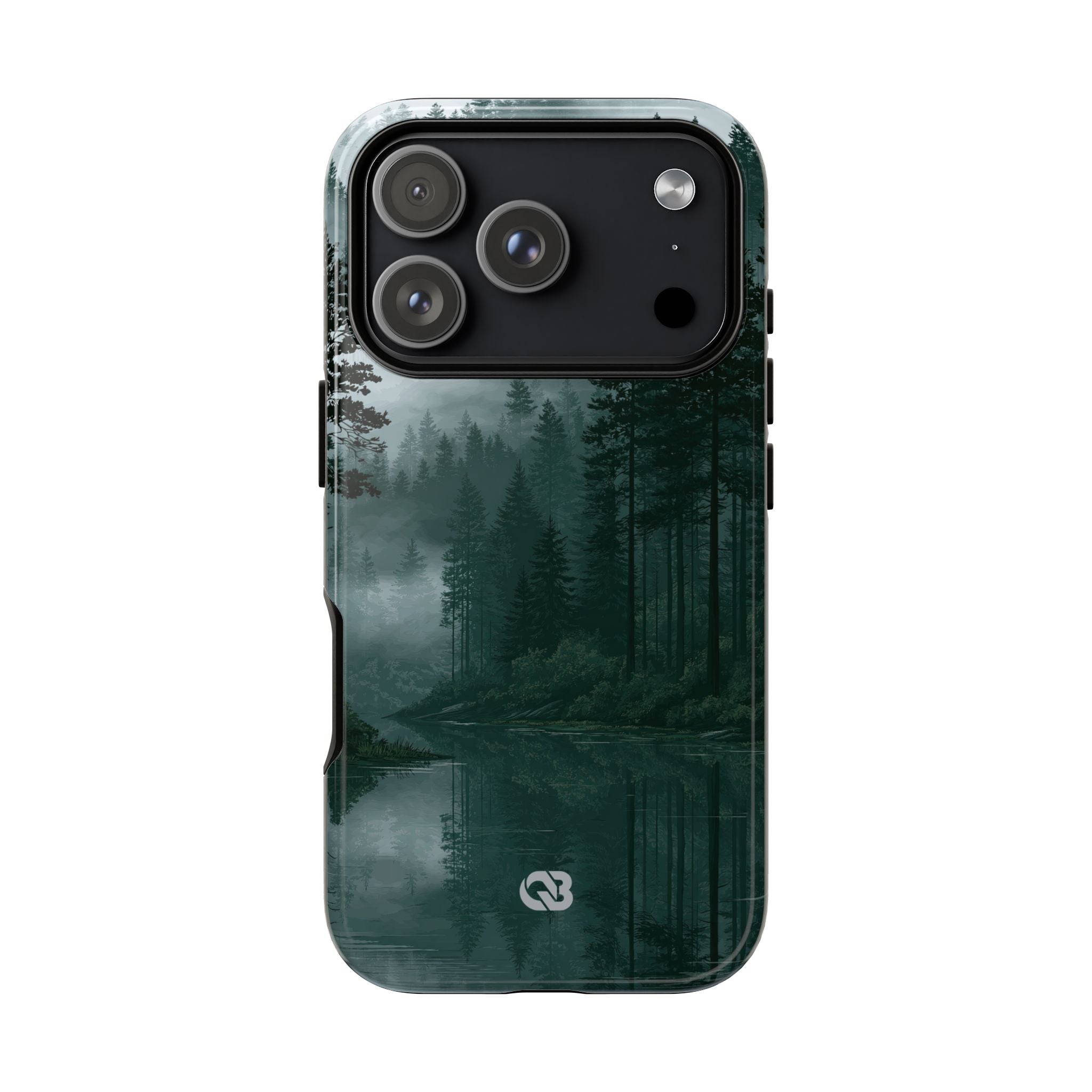Green Tough Phone Case for iPhone - Misty Evergreen Mirror