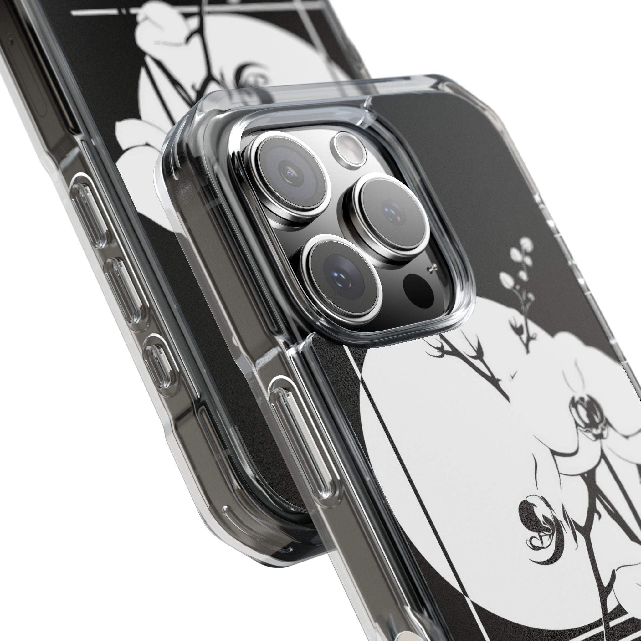Black Impact MagSafe Phone Case for iPhone - Lunar Orchid Grid