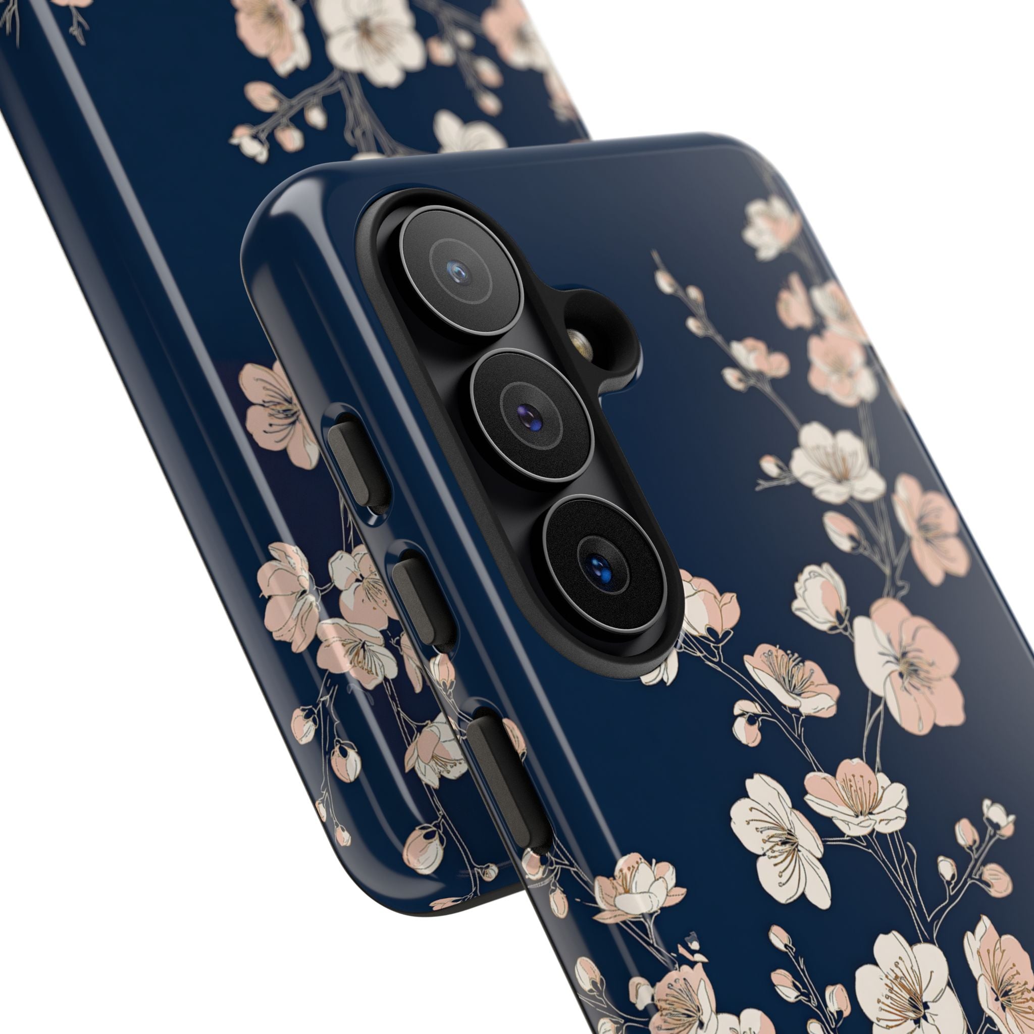 Blue Tough Phone Case for Samsung - Midnight Peach Sakura
