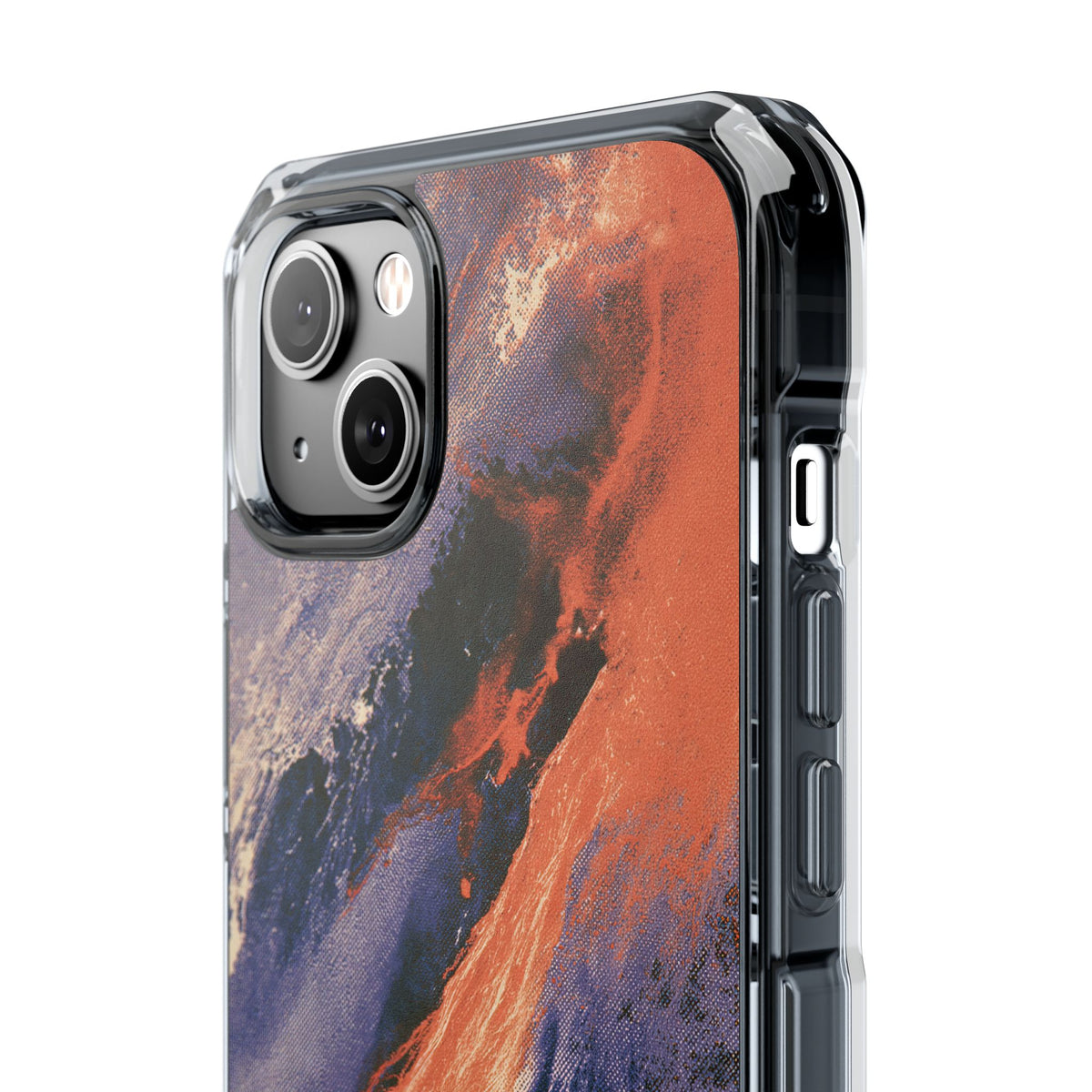 Solar Aura Drift · Clear Impact Magnetic Phone Case for iPhone · Orange