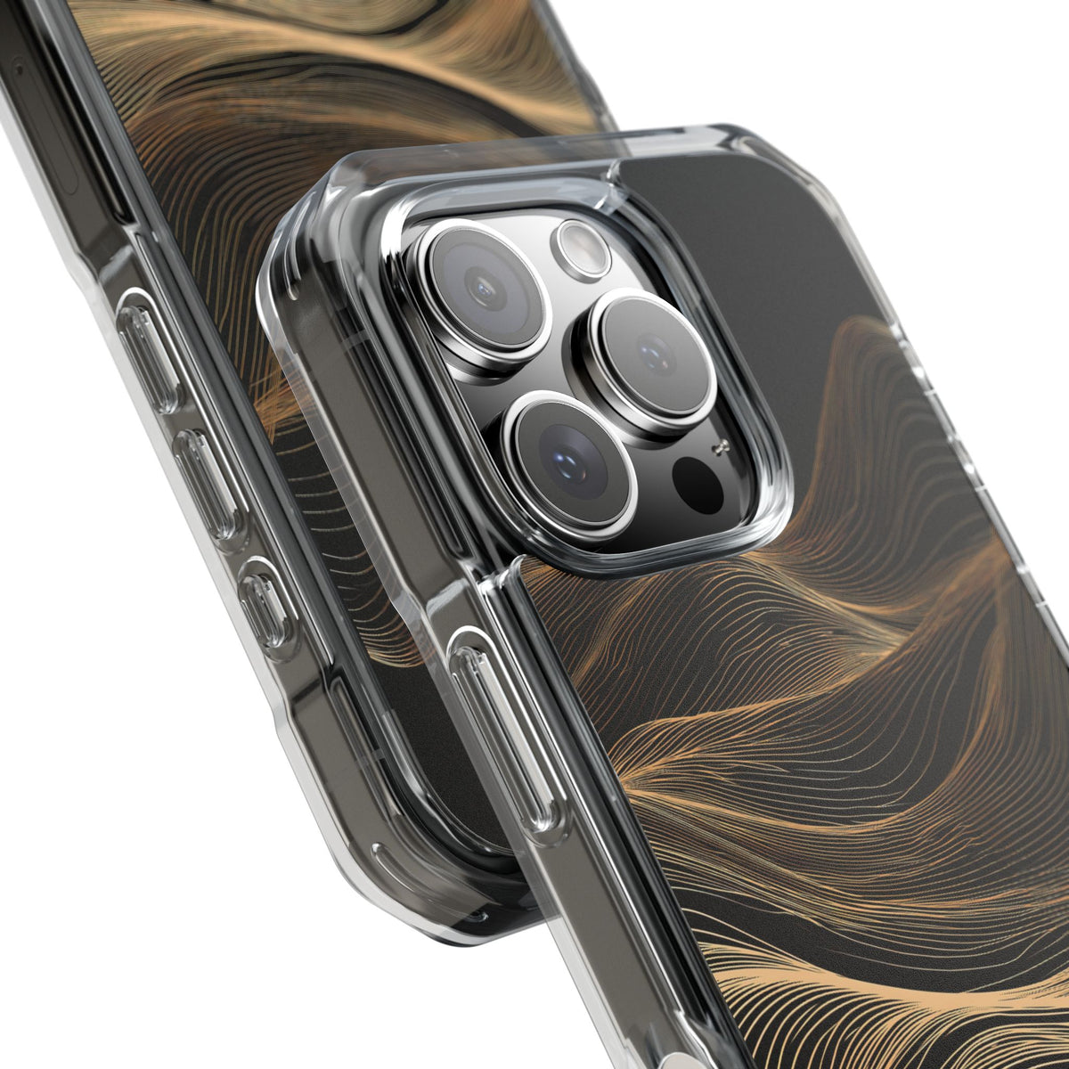 Black Impact MagSafe Phone Case for iPhone - Copper Topo Ridge