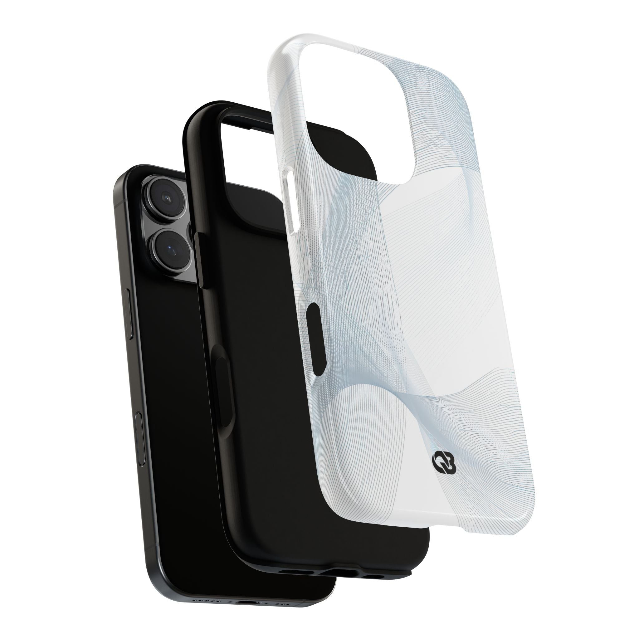 White Tough Phone Case for iPhone - Arctic Line Current