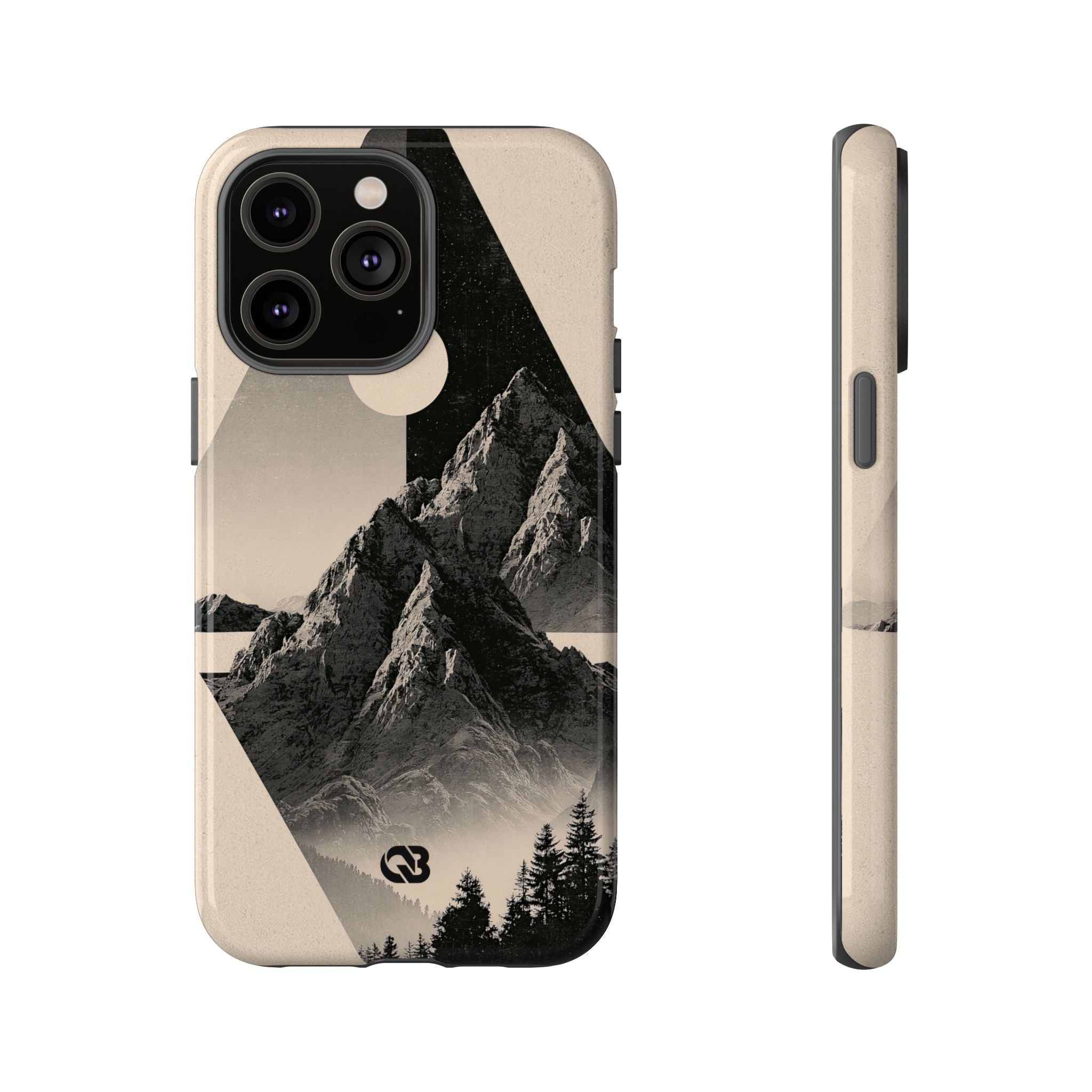 Beige Tough Phone Case for iPhone - Obsidian Summit Parchment