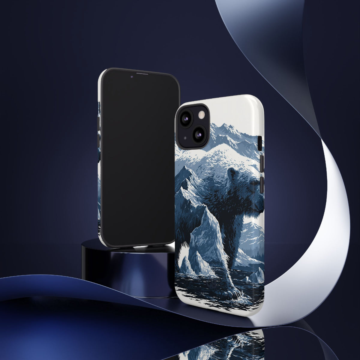 Fjord Summit Bear · Tough Phone Case for iPhone · Blue