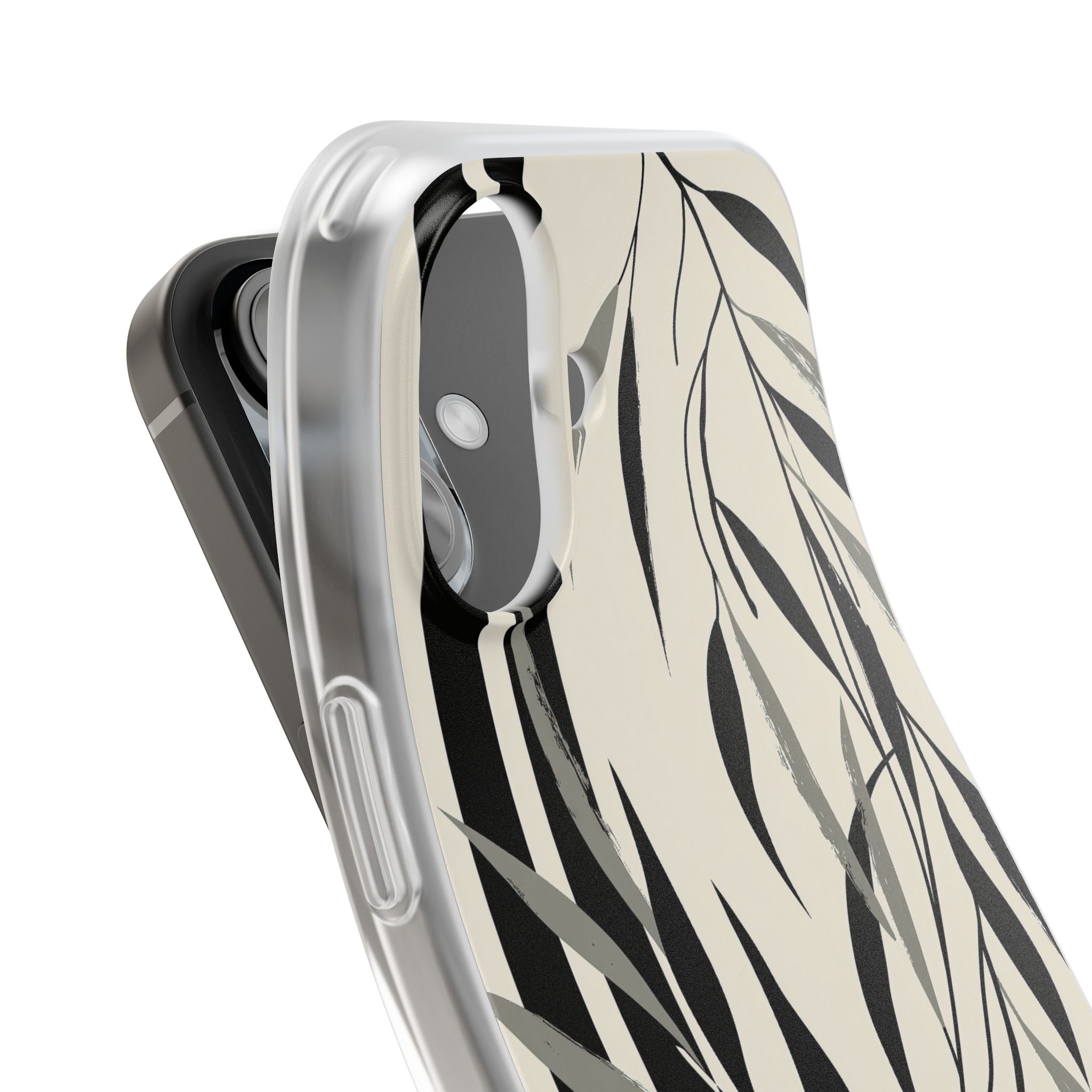 Beige Lite Phone Case for iPhone - Soot Leaf Sketch