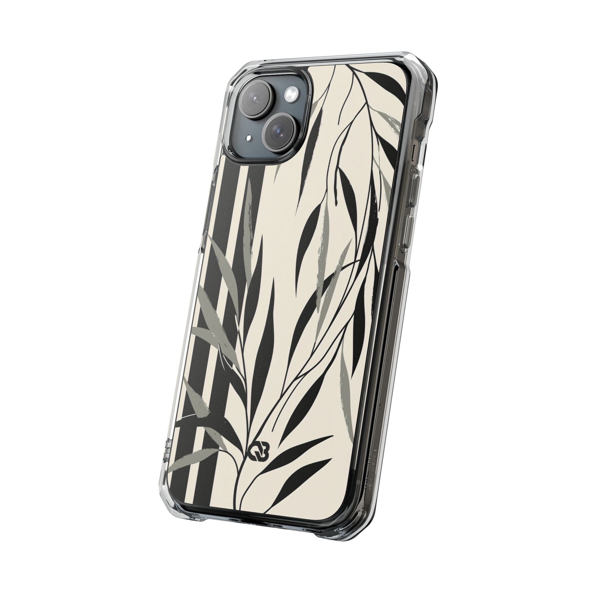 Beige Impact MagSafe Phone Case for iPhone - Soot Leaf Sketch