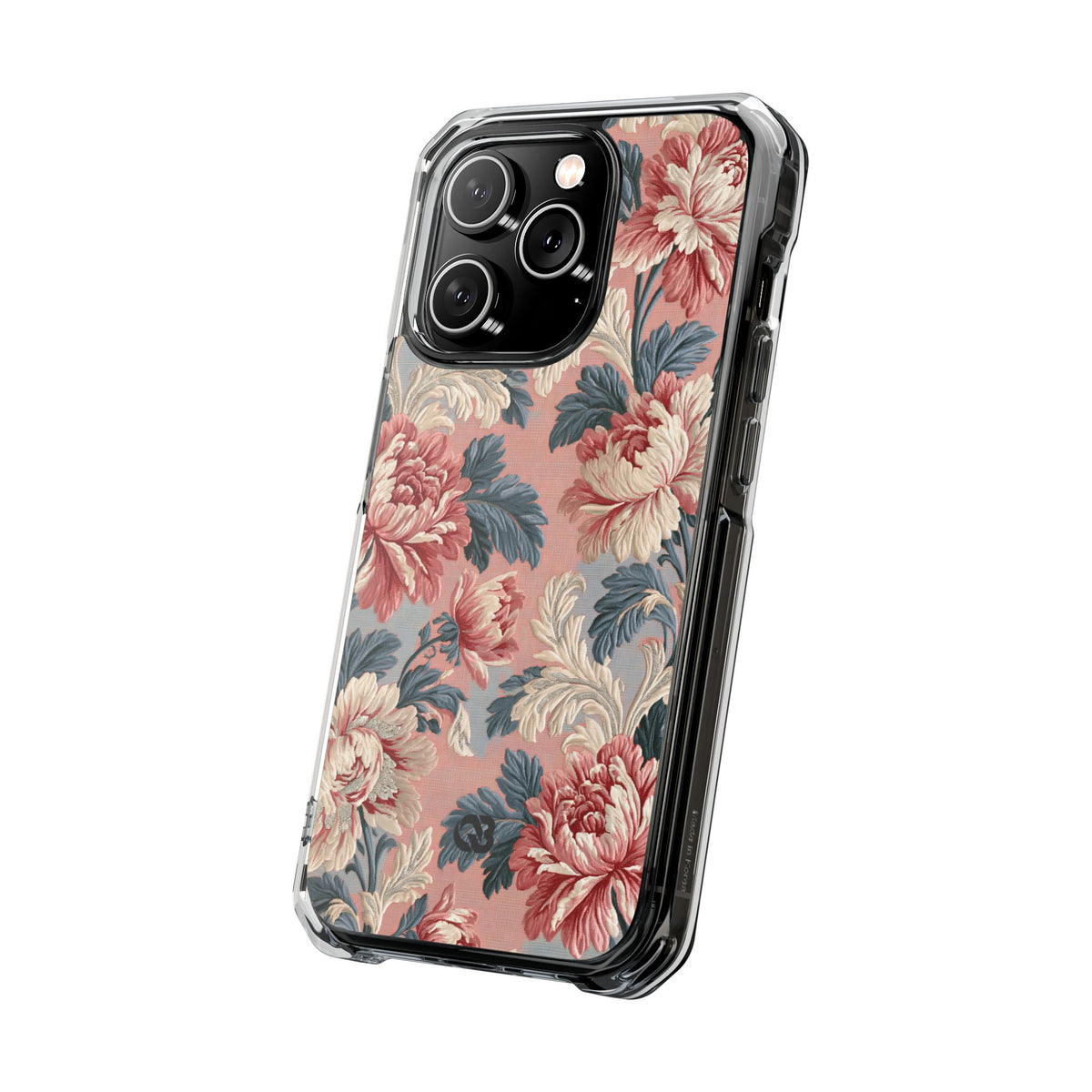 Blush Peony Jacquard · Clear Impact Magnetic Phone Case for iPhone · Pink