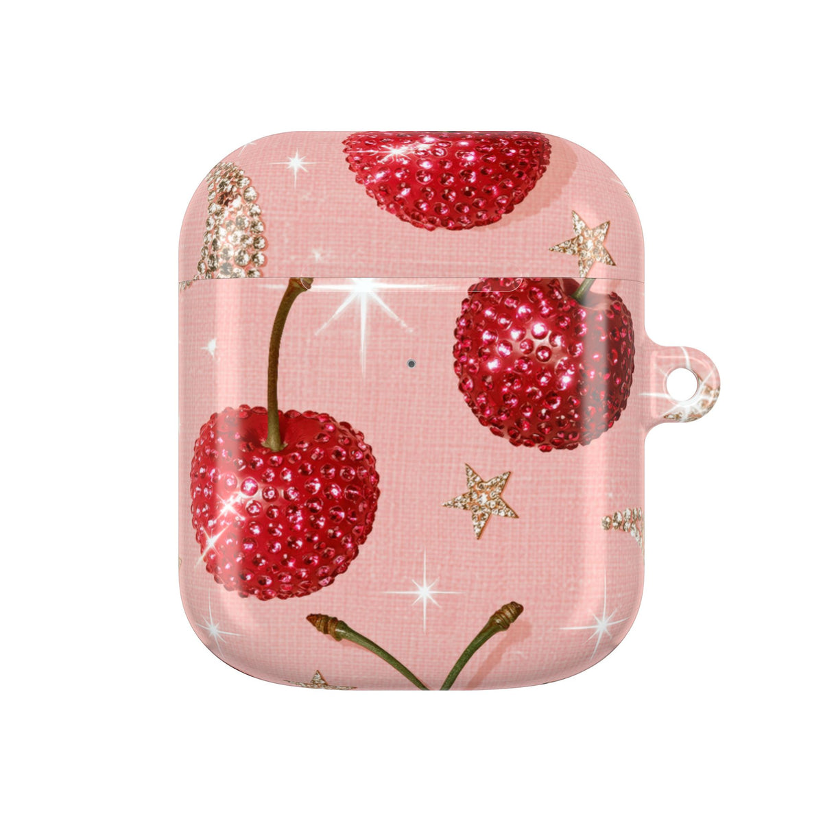 Bedazzled Ruby Cherries · Hard Case for AirPods & AirPods Pro · Pink