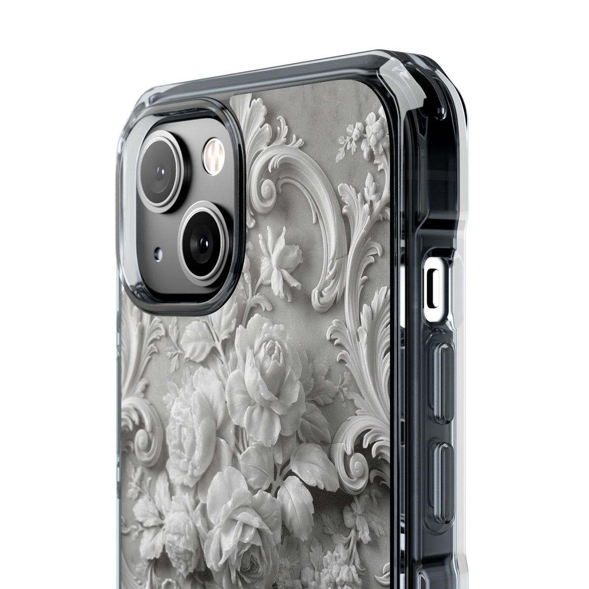 Rococo Marble Rose · Clear Impact Magnetic Phone Case for iPhone · White