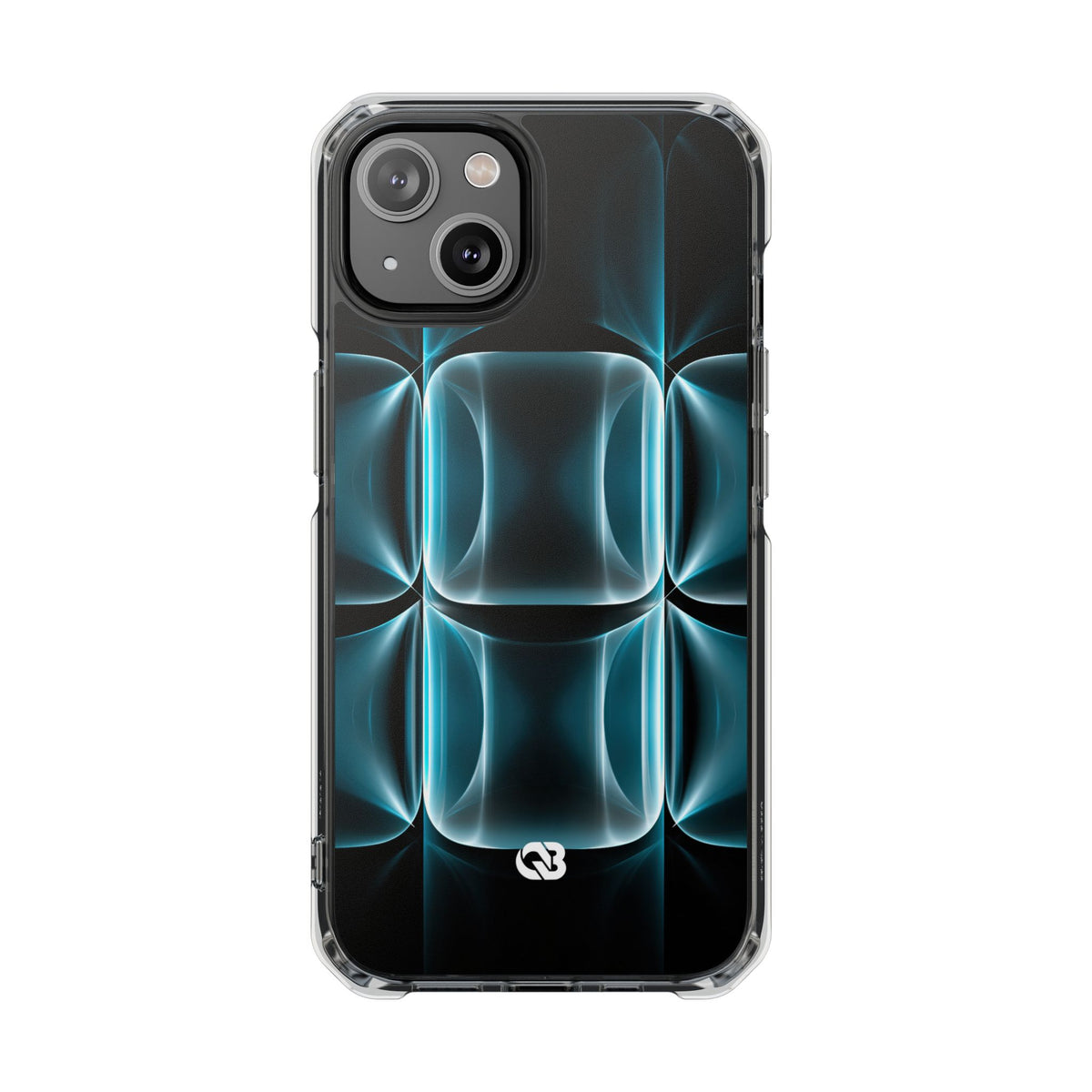 Translucent Cyber Grid · Clear Impact Magnetic Phone Case for iPhone · Teal