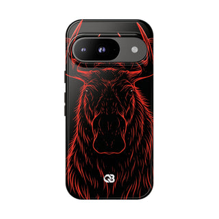 Crimson Horizon Moose · Tough Phone Case for Pixel · Black