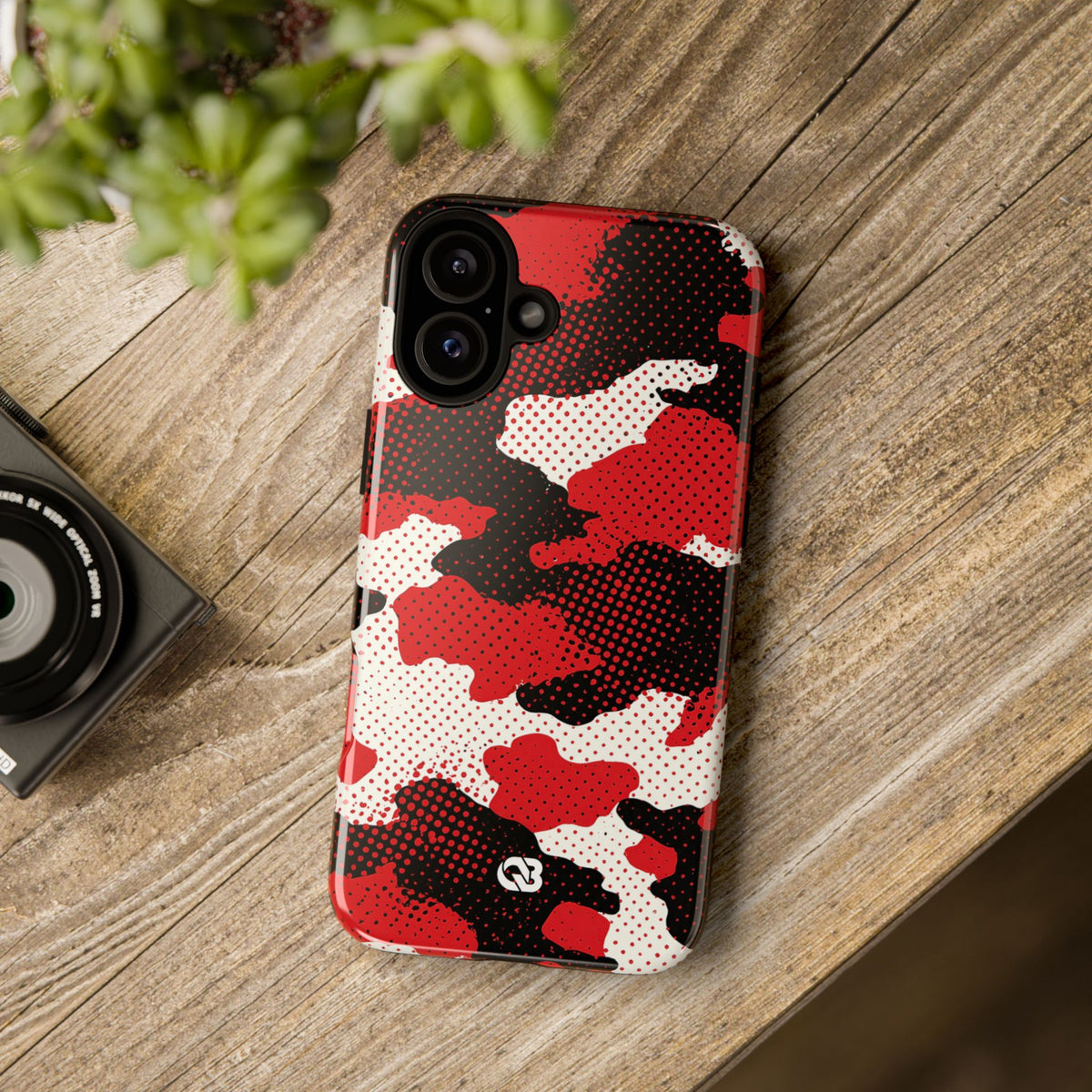 Crimson Halftone Camo · Tough Phone Case for iPhone · Red