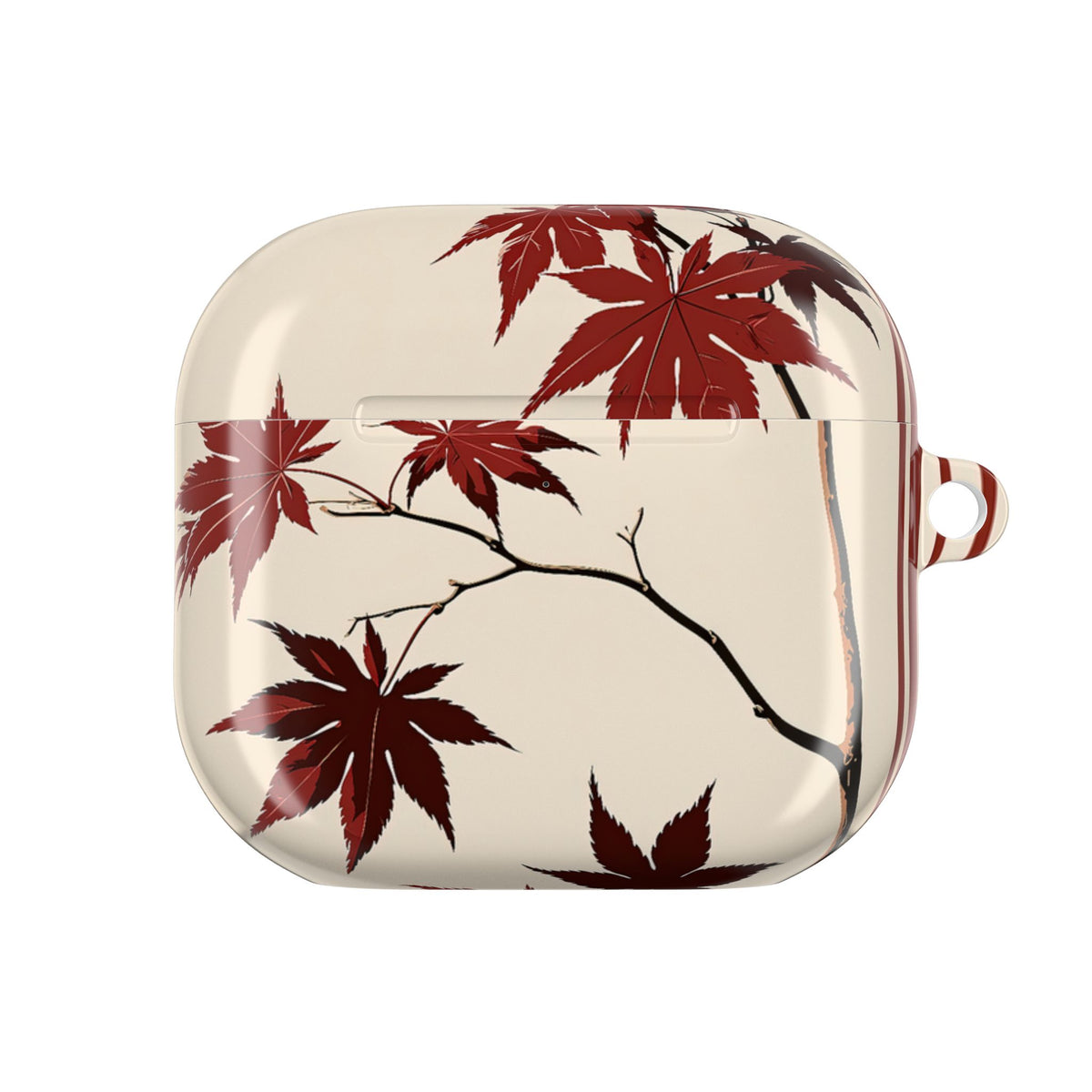 Crimson Maple Branch · Hard Case for AirPods & AirPods Pro · Beige