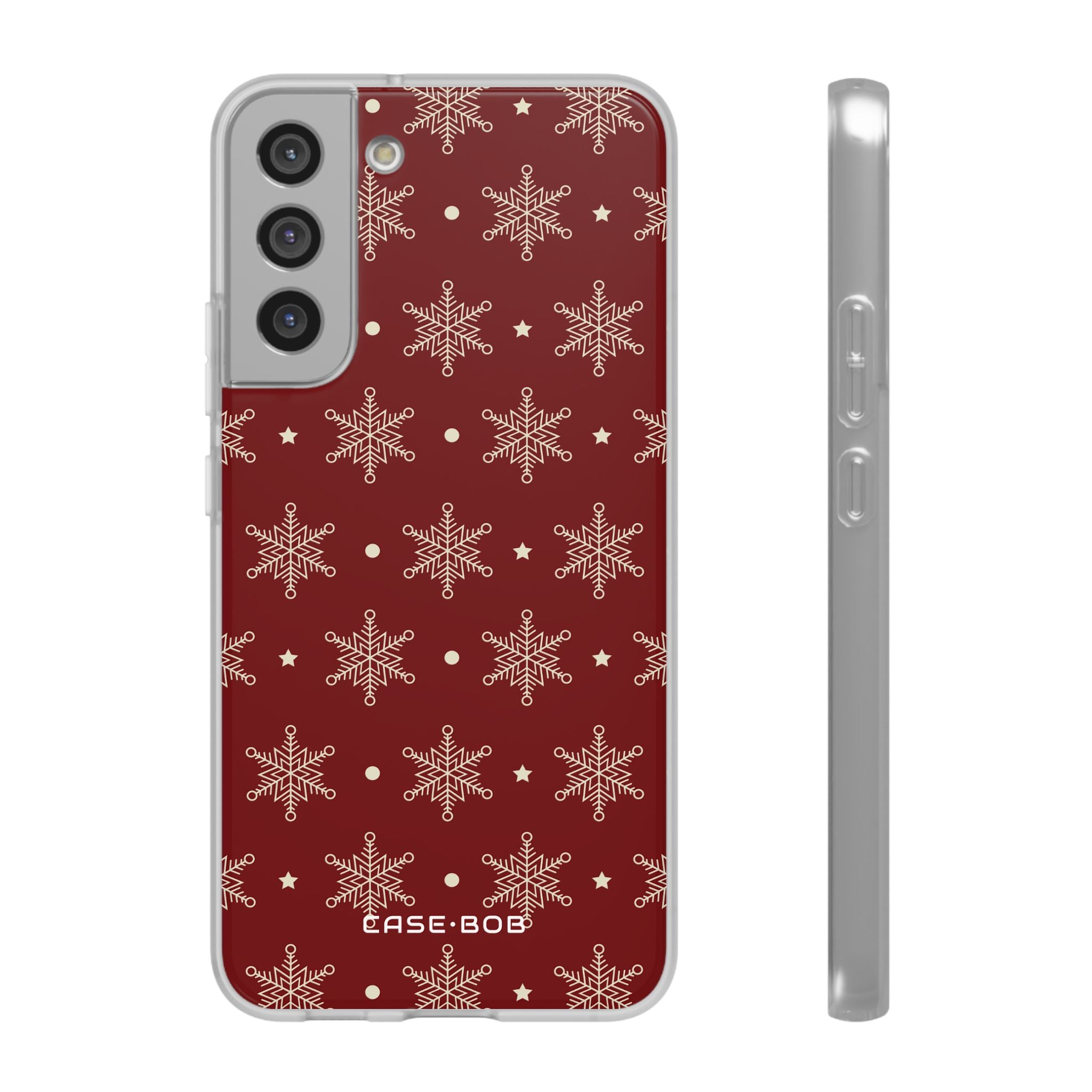 Cream Snowflake Crimson Samsung S22 Plus Case - Soft
